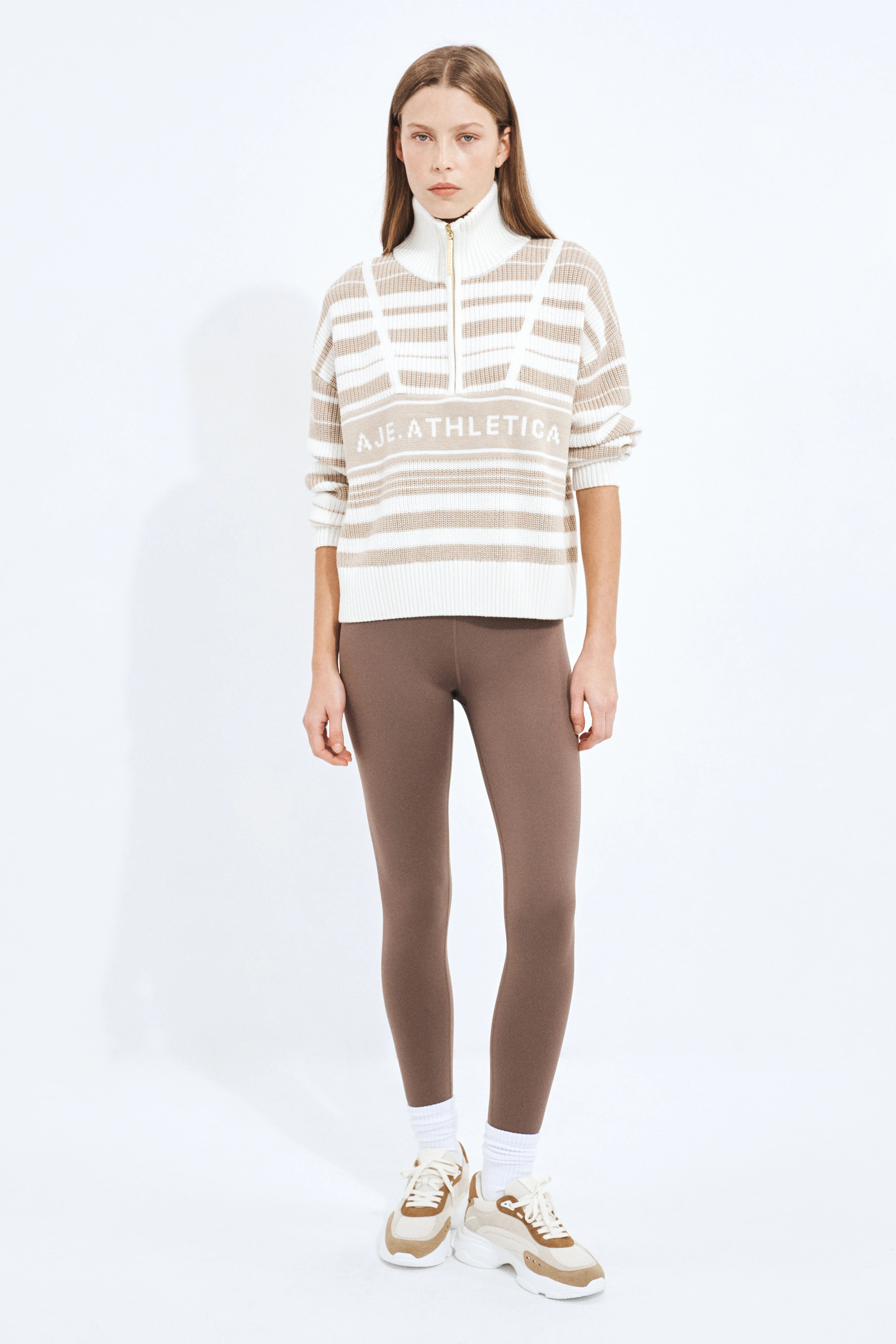 1/4 Zip Knit Stripe Jumper - Image 3