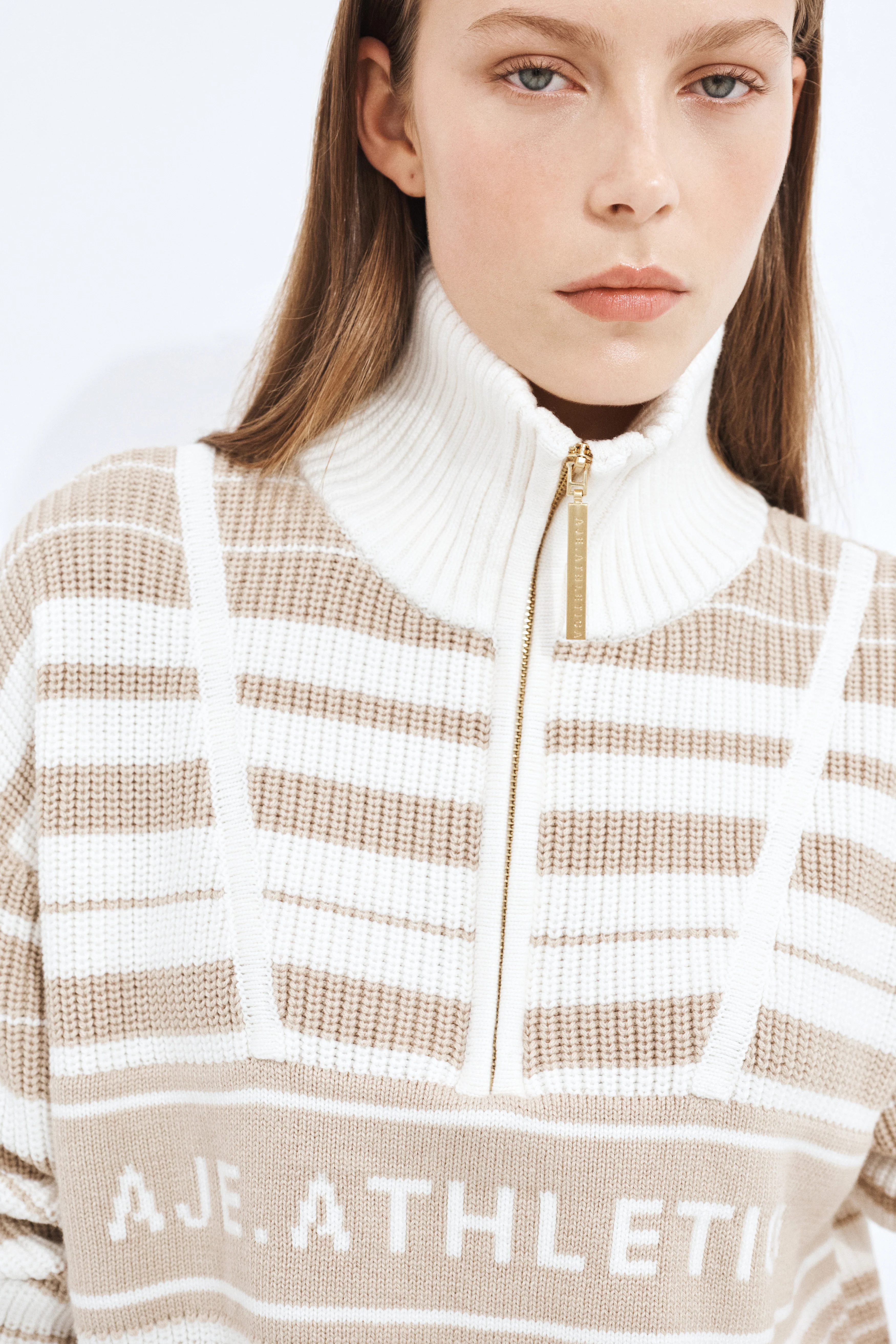 1/4 Zip Knit Stripe Jumper - Image 4