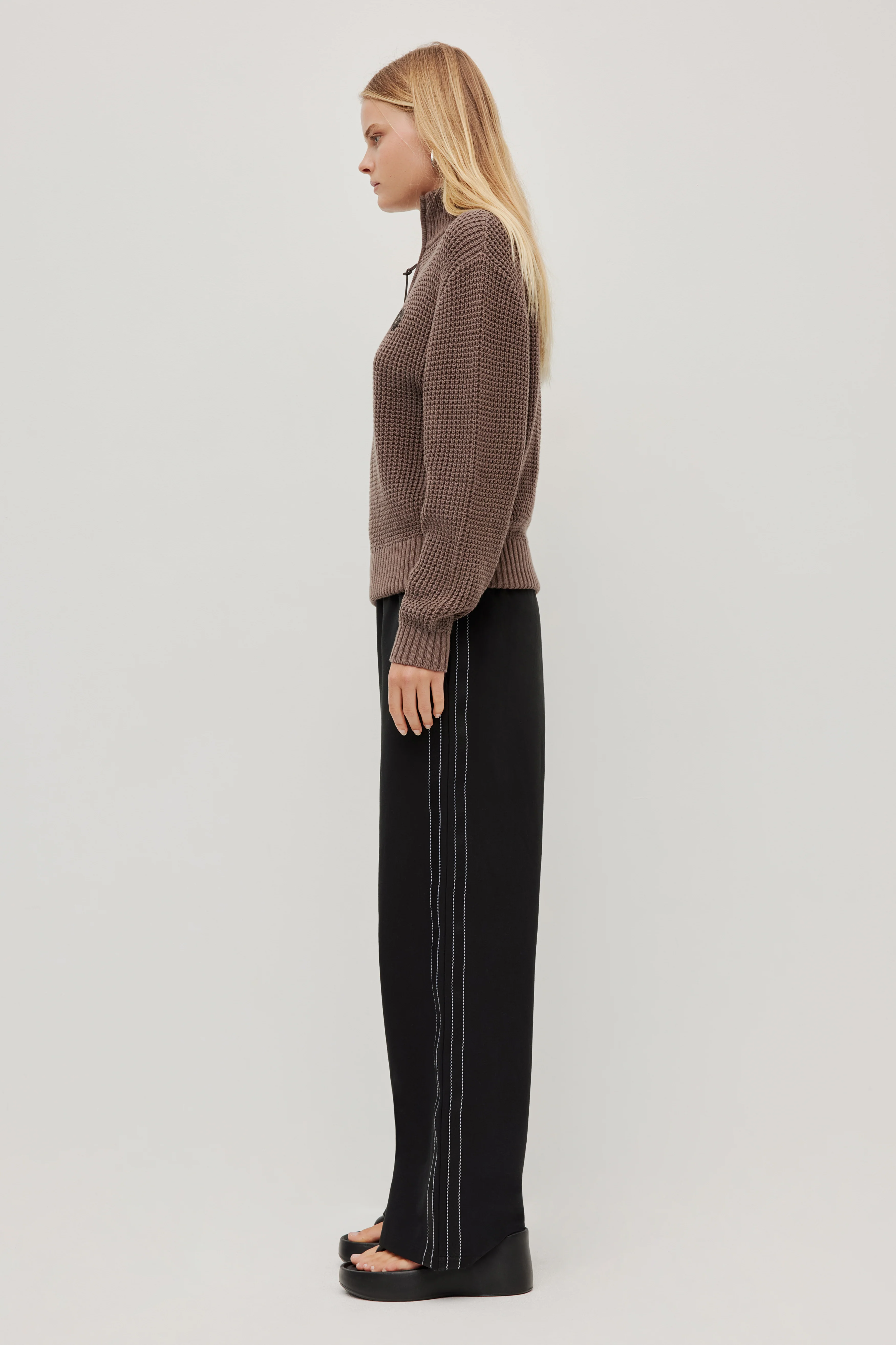1/4 Zip Waffle Knit Jumper - Image 5