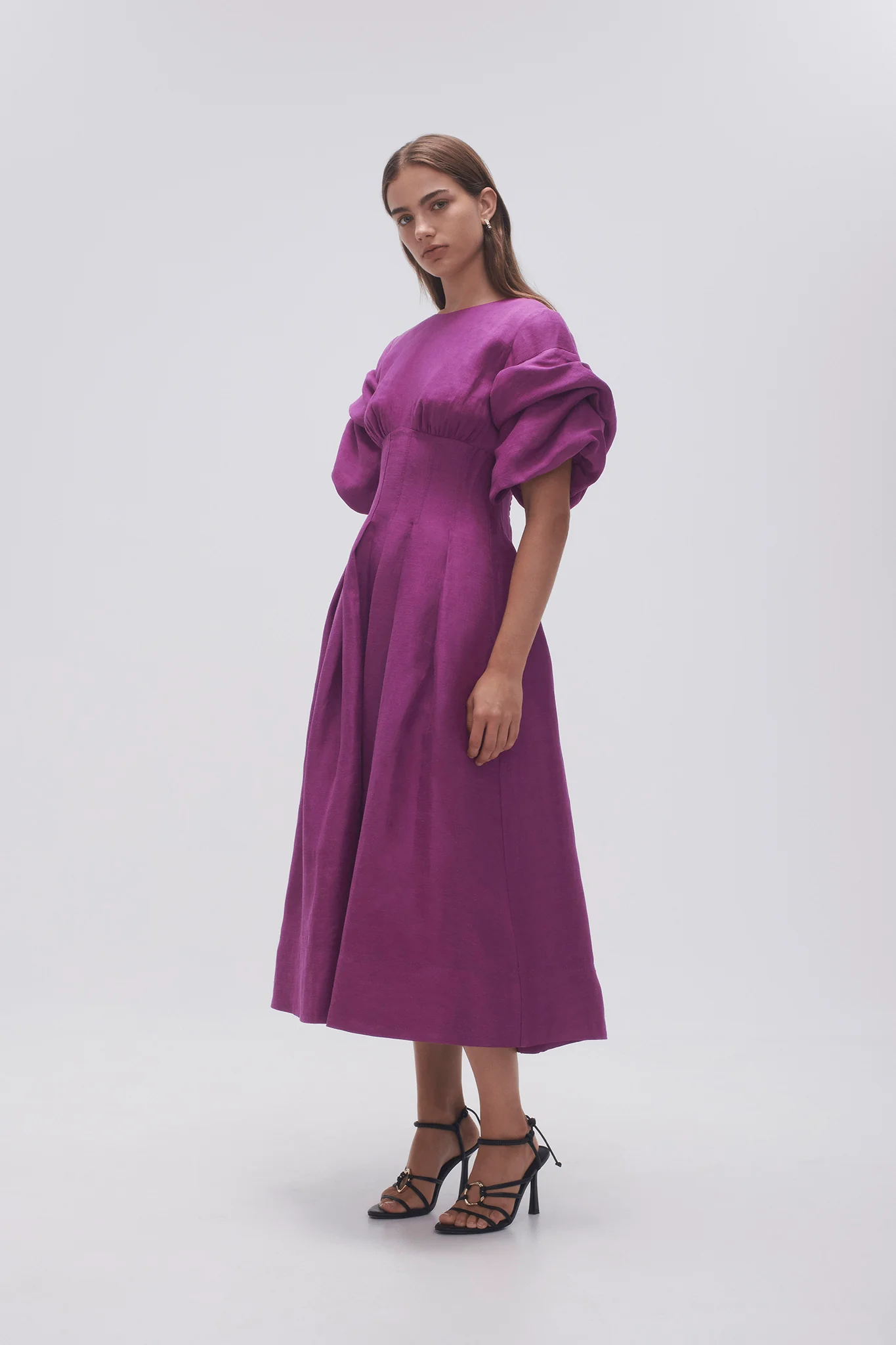 Adelie Puff Sleeve Midi Dress - Image 3