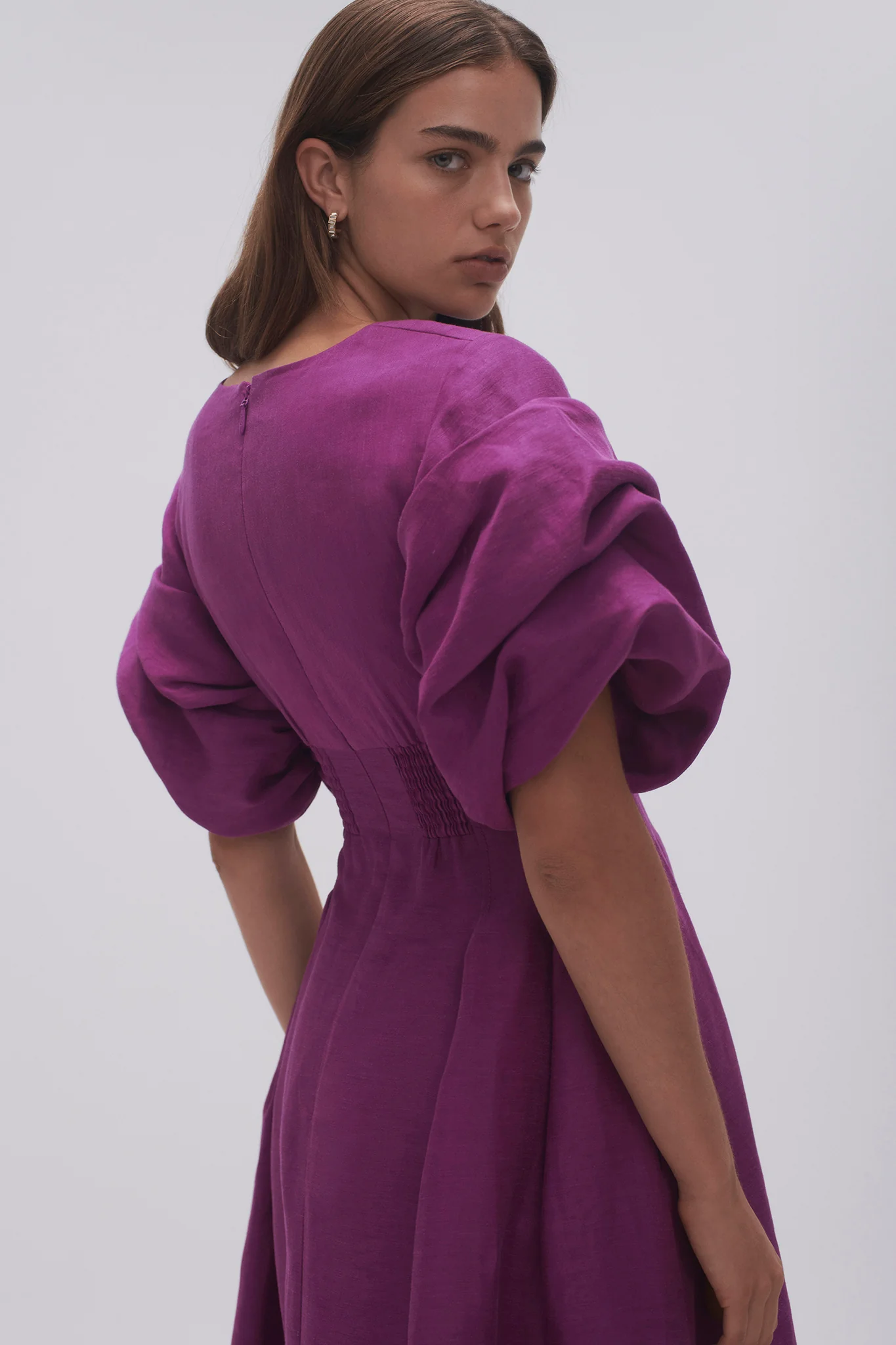 Adelie Puff Sleeve Midi Dress - Image 5