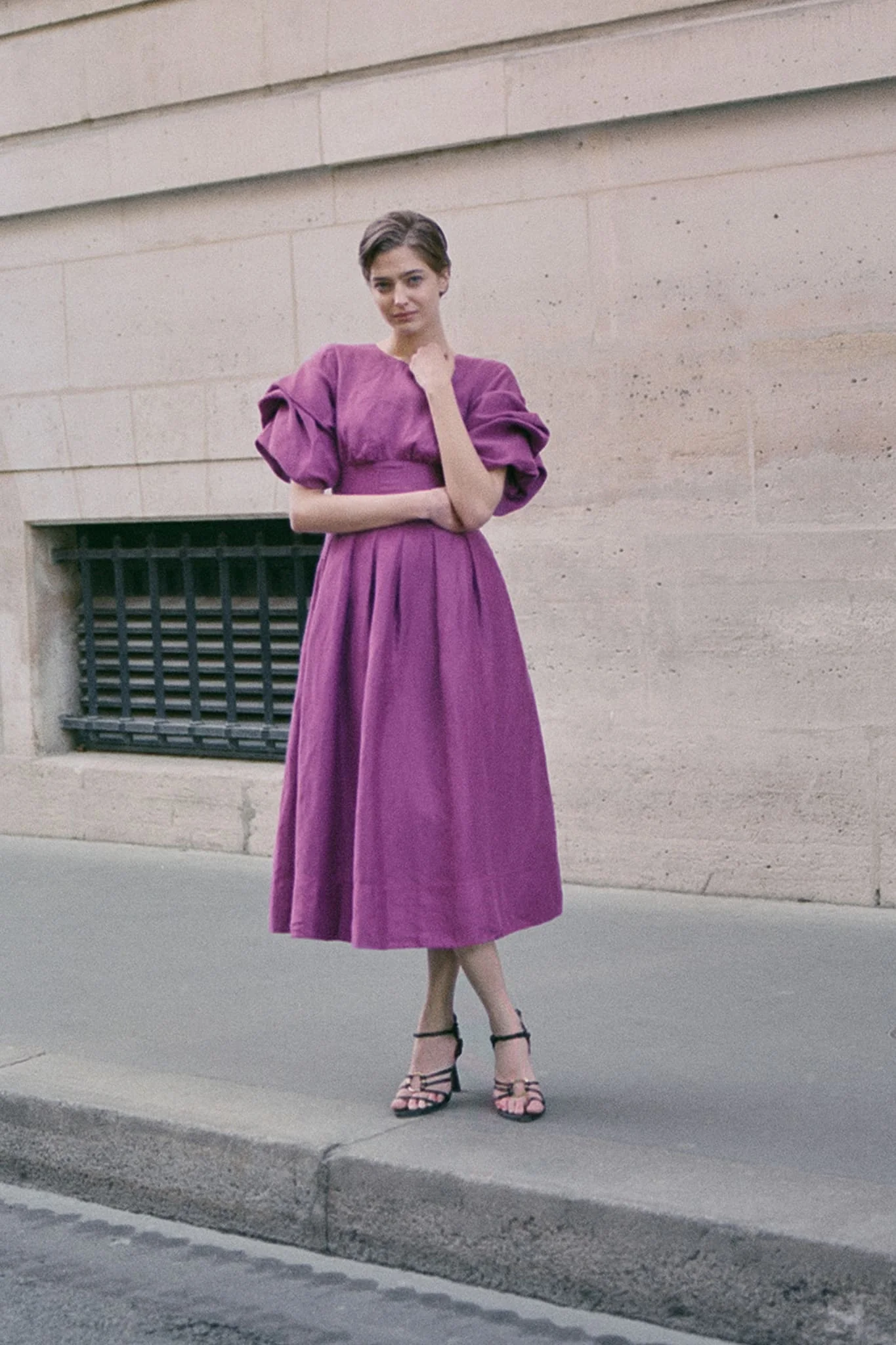 Adelie Puff Sleeve Midi Dress - Image 7