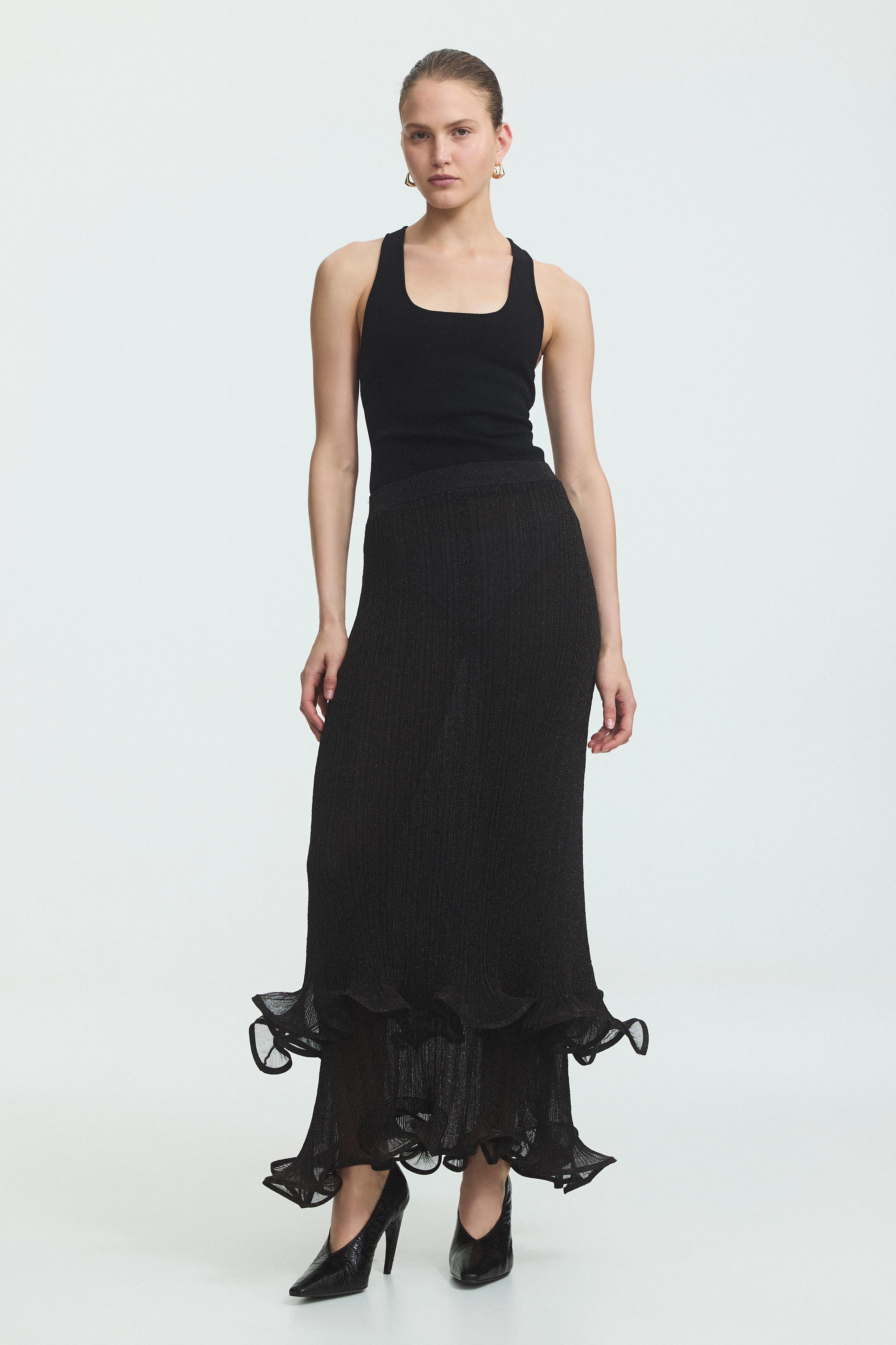 Agata Ruffle Knit Midi Skirt