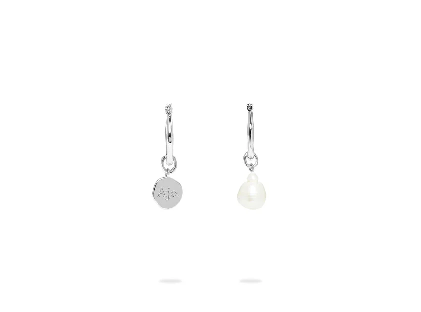 Aje Organic Hoop Pearl Earring - Image 7