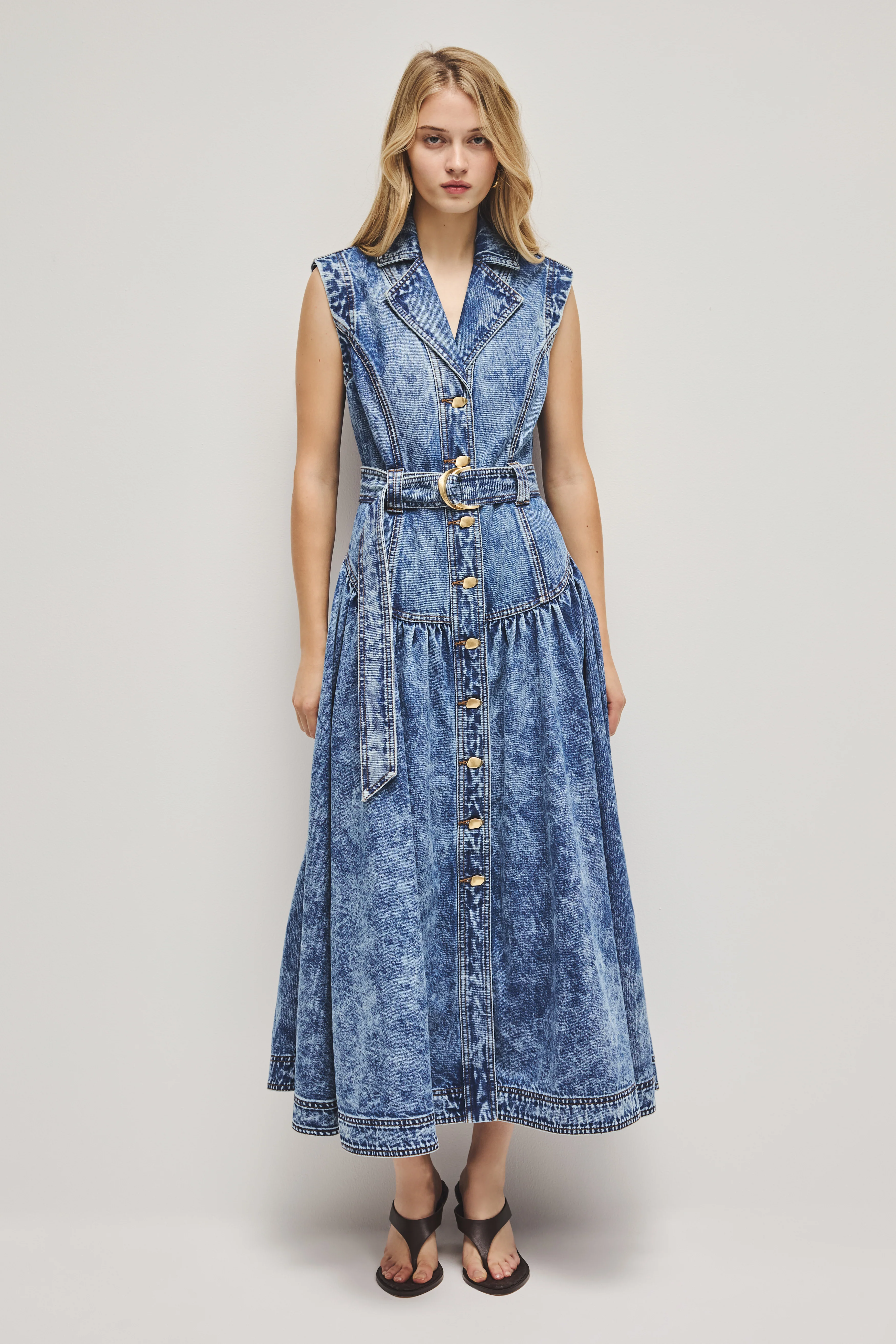Angelina Belted Midi Dress