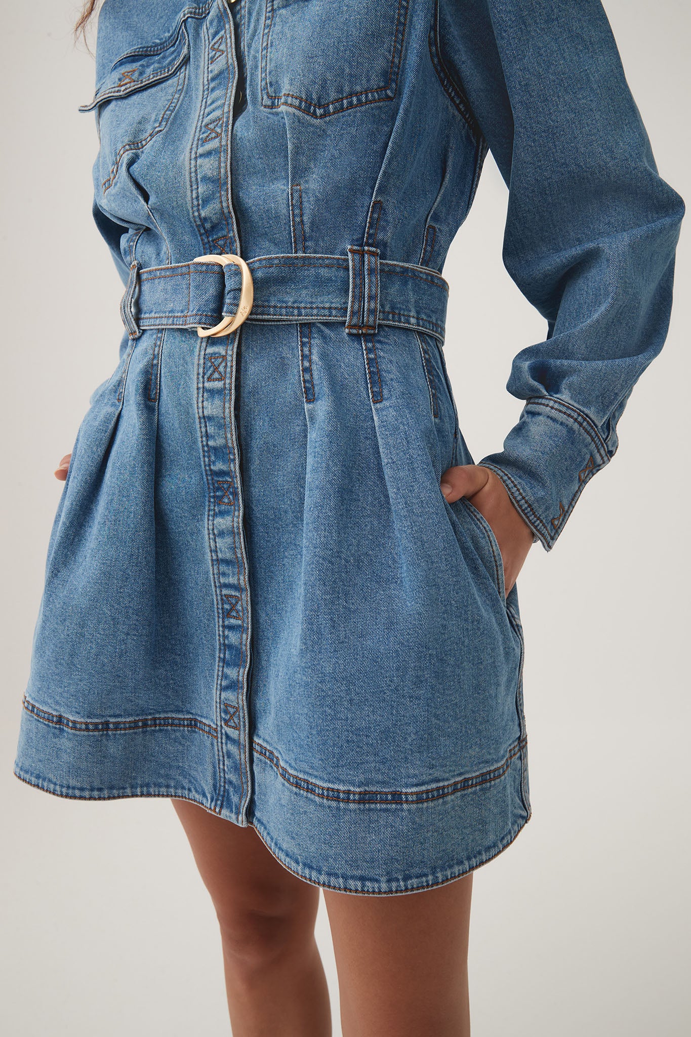 Aradia Denim Mini Dress - Image 7