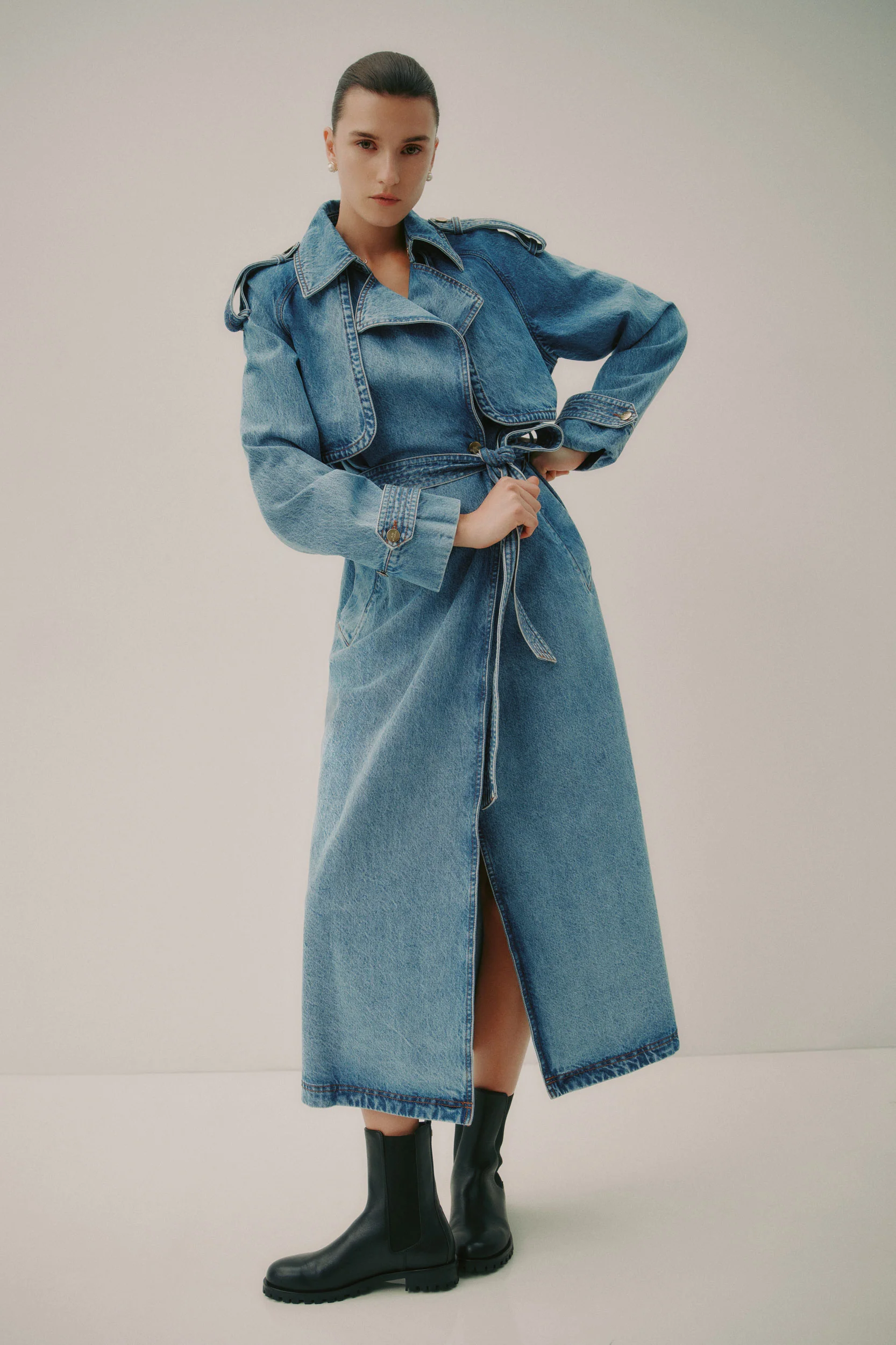 Blues Denim Trench - Image 10