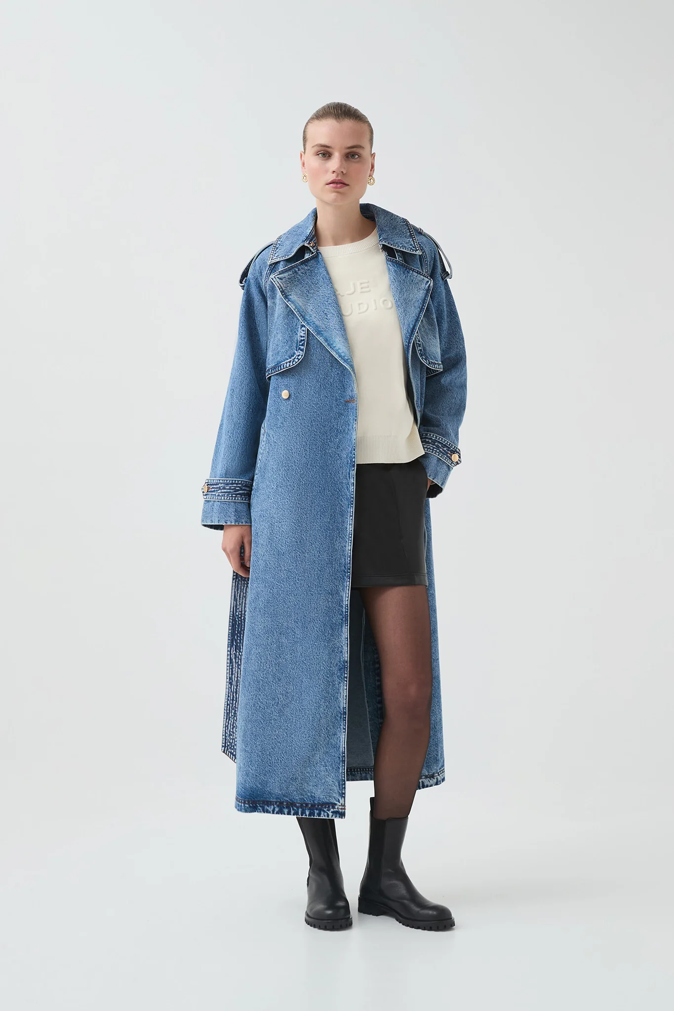 Blues Denim Trench - Image 3