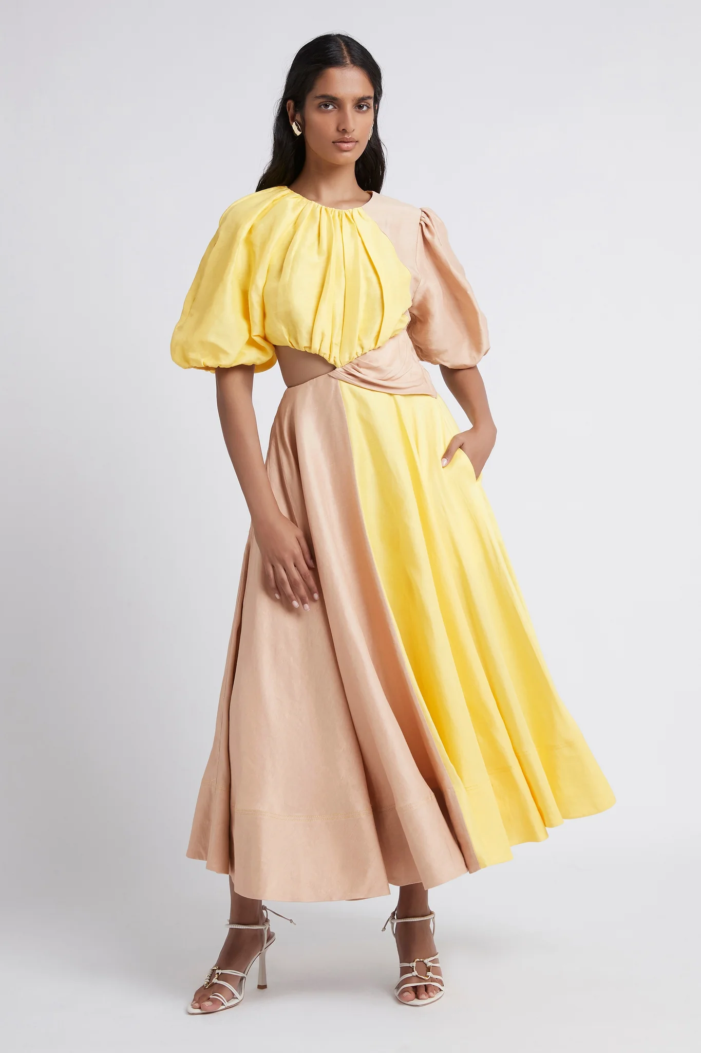 Caliente Two Tone Puff Sleeve Dress - Image 3
