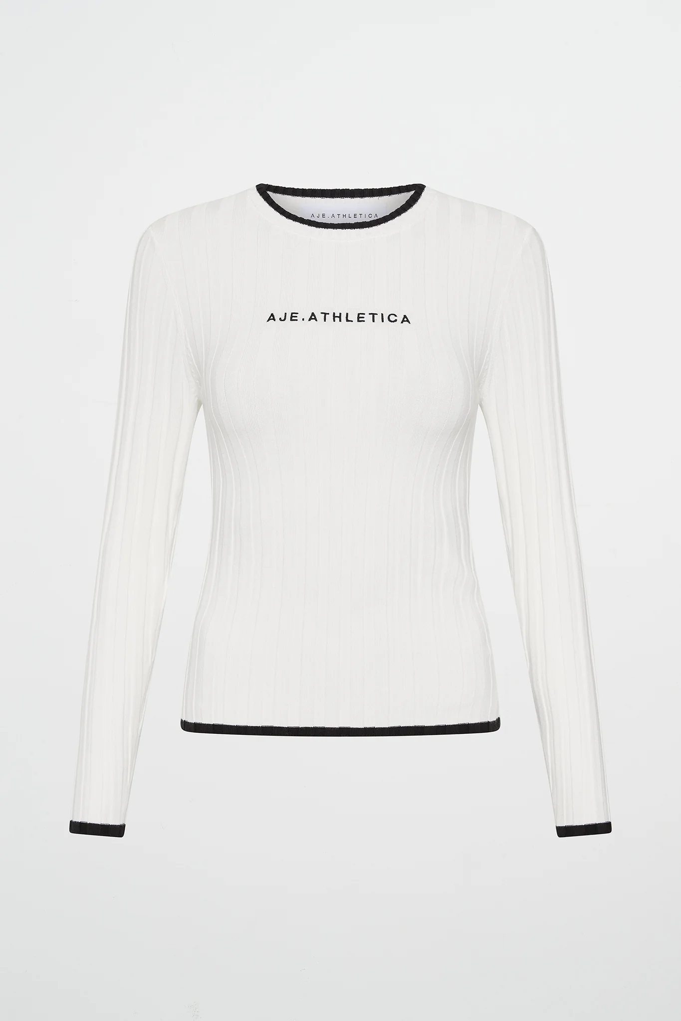 Contrast Long Sleeve Rib Knit Top 438 - Image 2