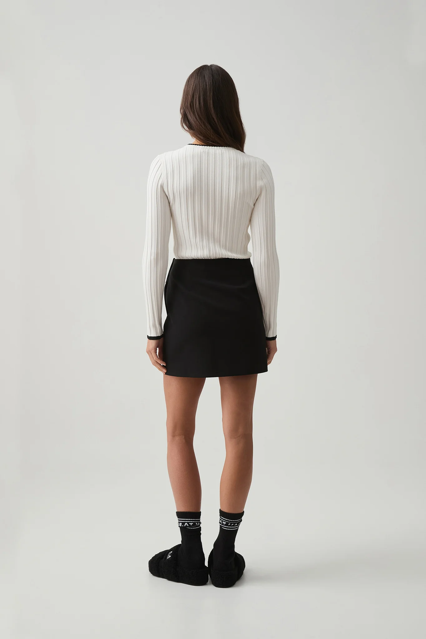 Contrast Long Sleeve Rib Knit Top 438 - Image 6