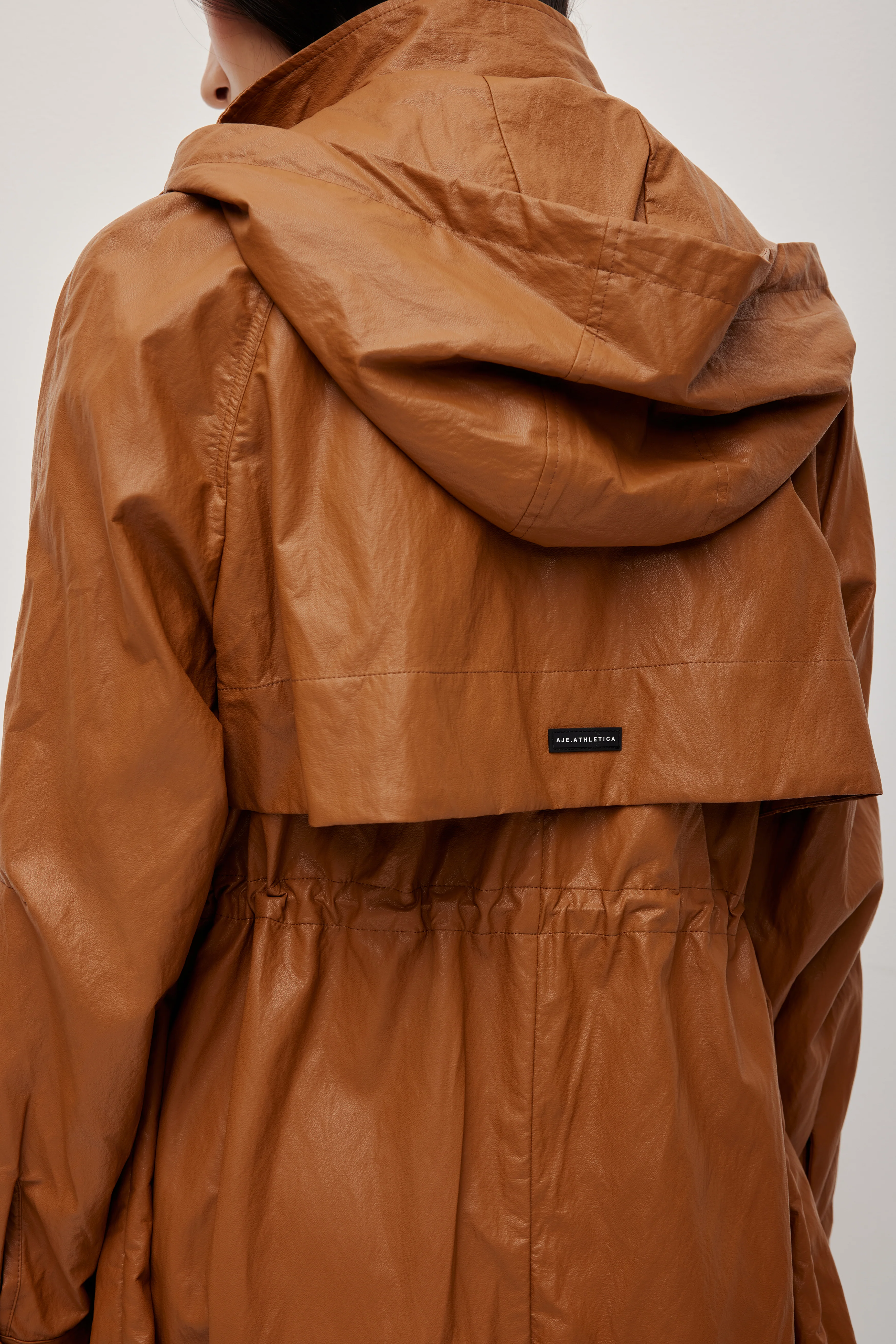 Drawcord Hooded Trench Coat - Image 4