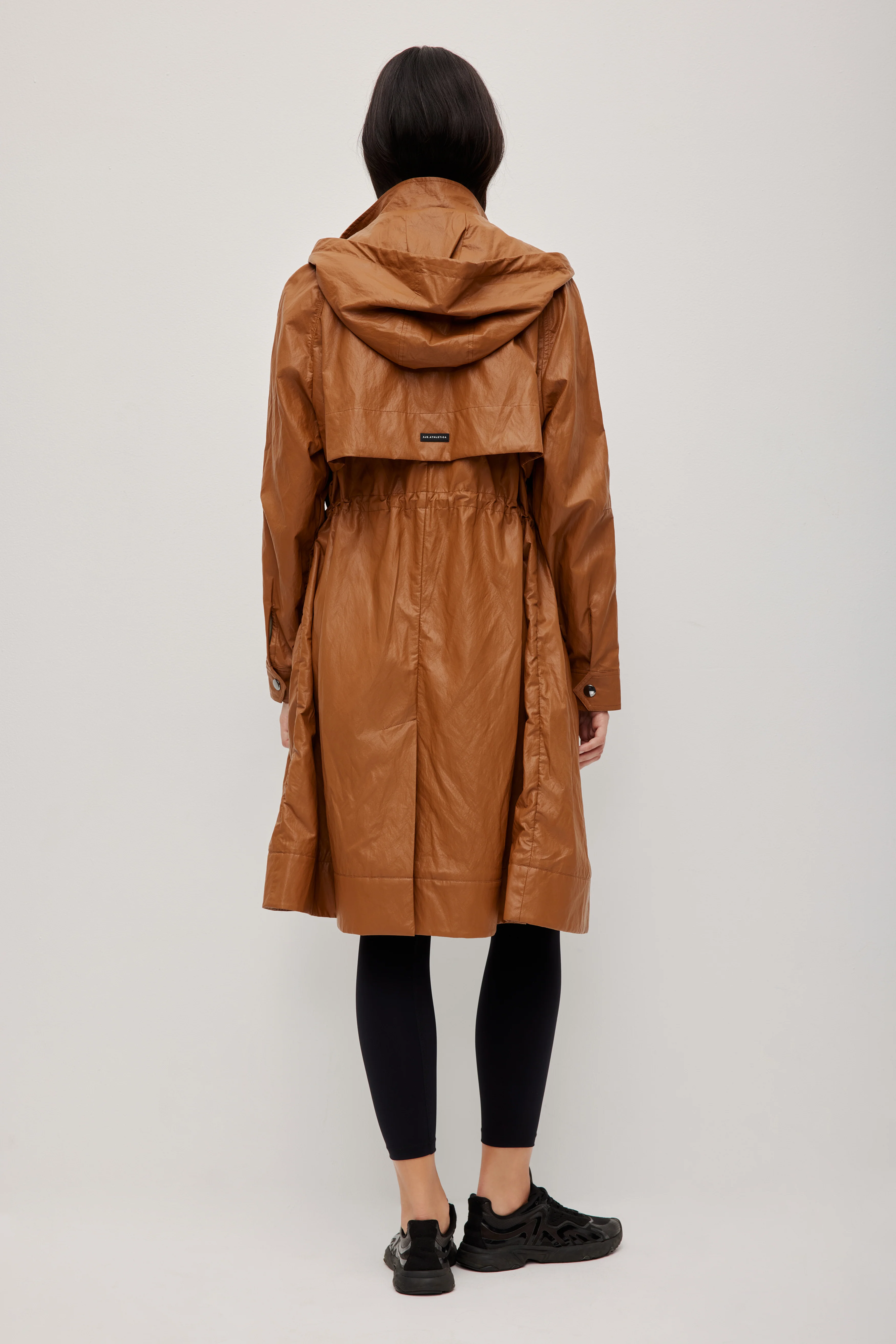 Drawcord Hooded Trench Coat - Image 6