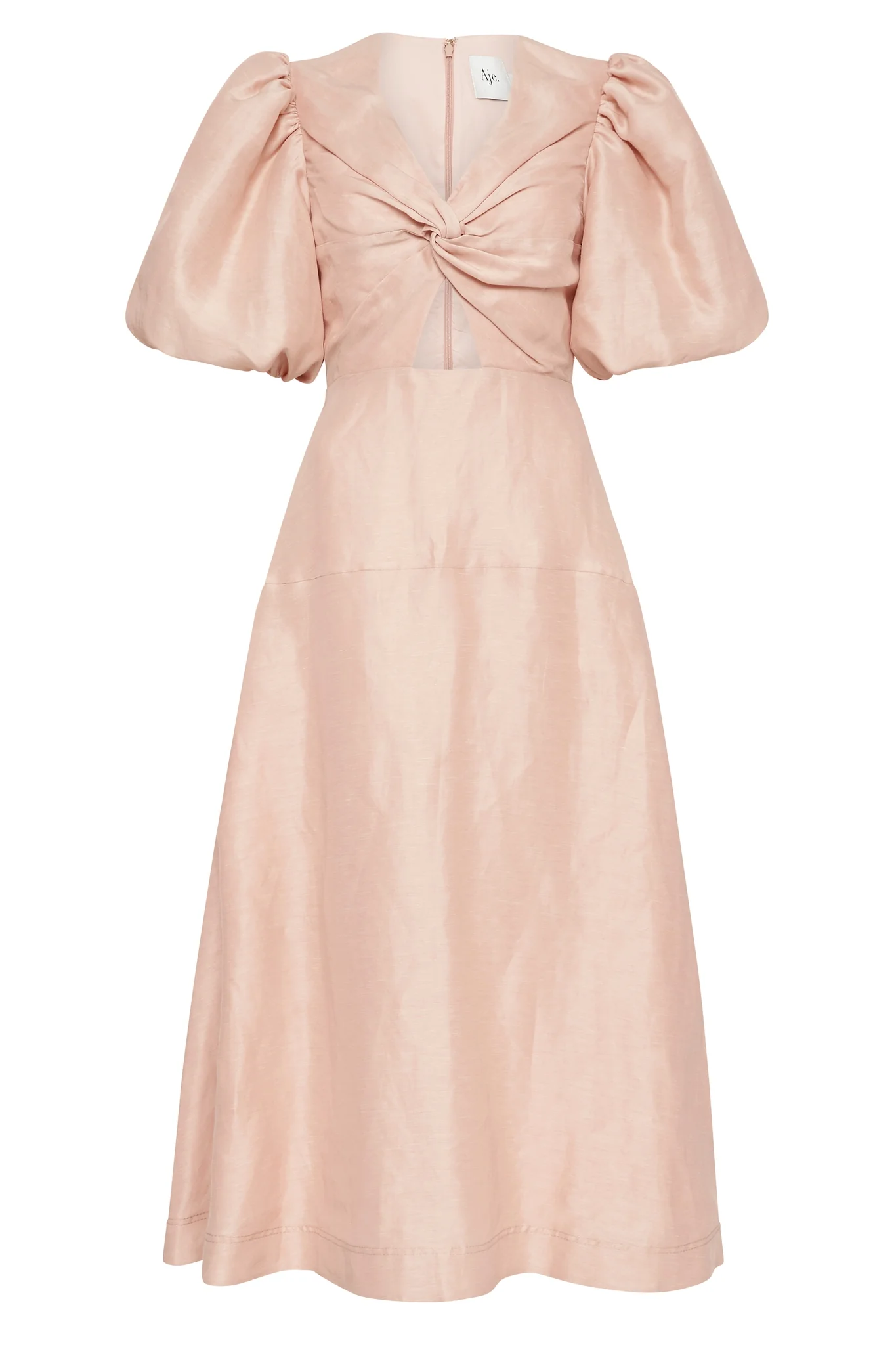 Dusk Knot Puff Sleeve Midi Dress - Image 2