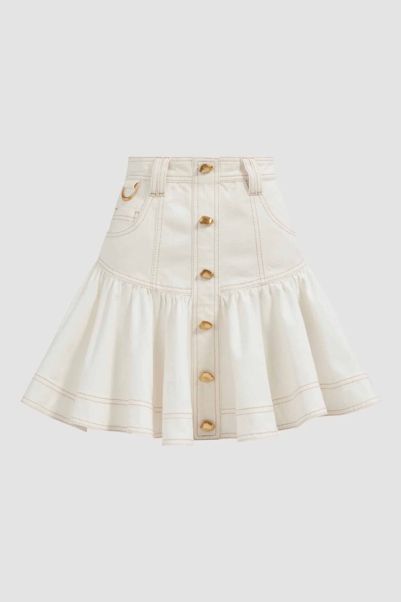 Elena Belted Denim Mini Skirt - Image 2