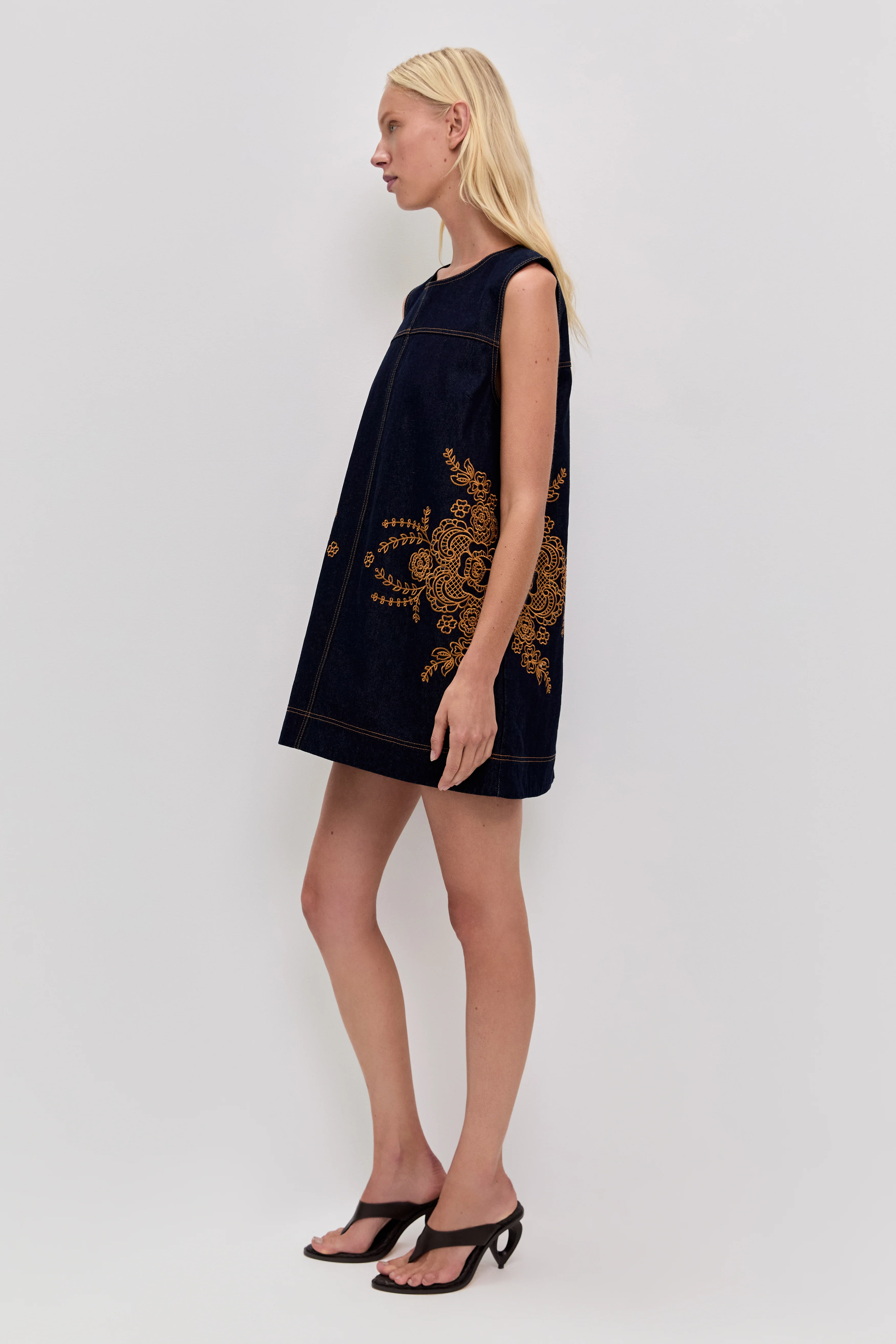 Elora Denim Mini Dress - Image 5