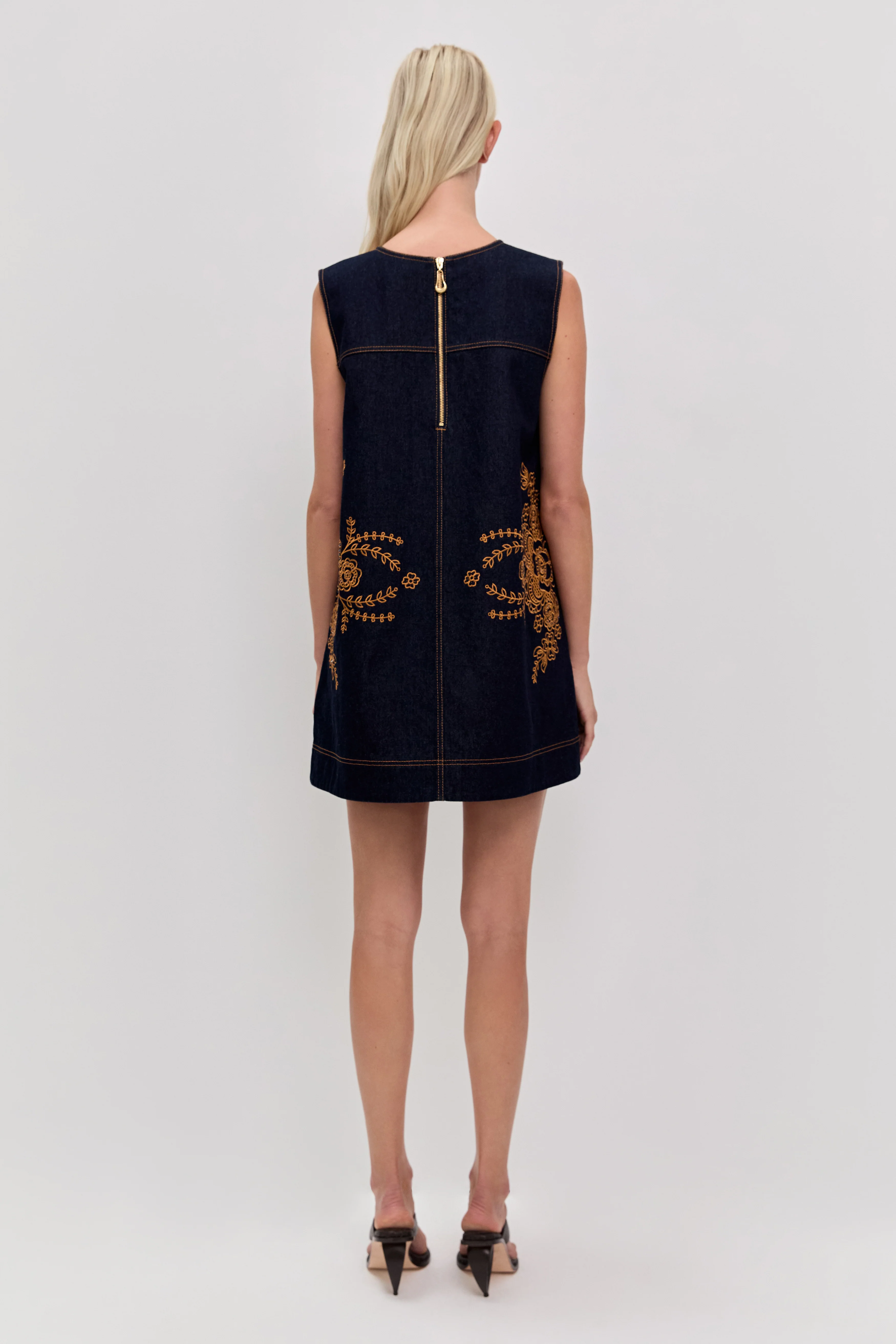 Elora Denim Mini Dress - Image 6