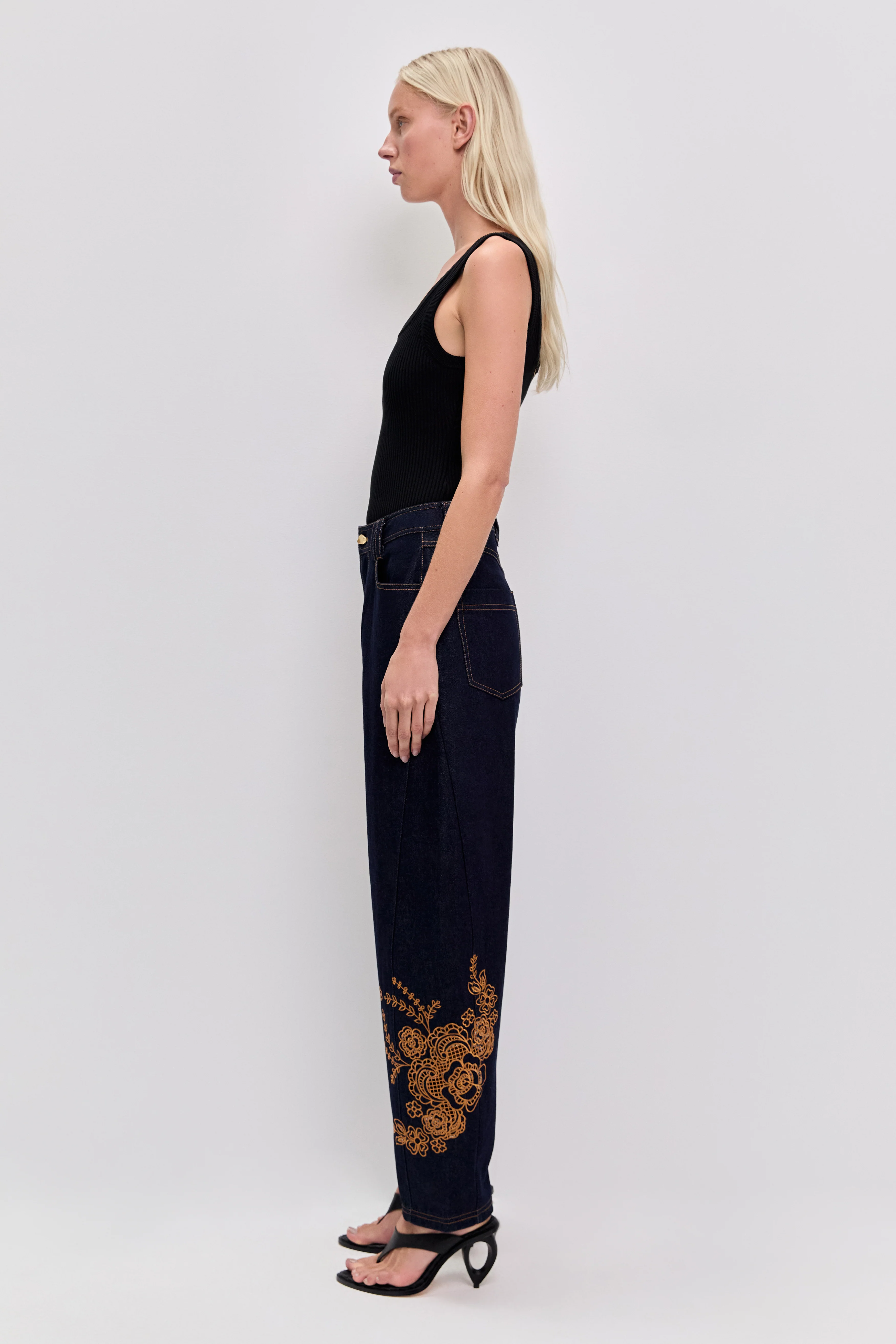 Elora Embroidered Denim Jeans - Image 5