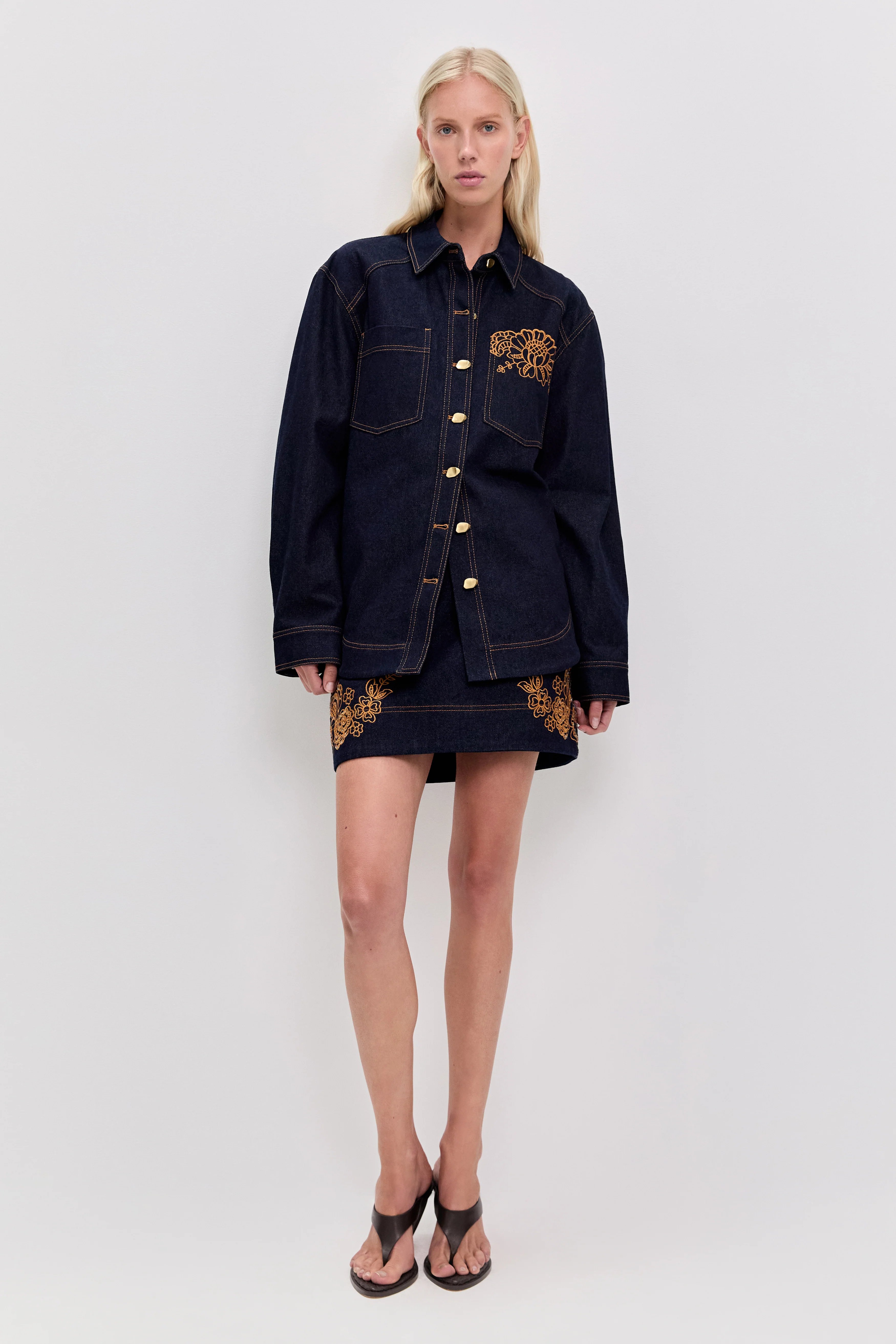 Elora Embroidered Denim Shirt