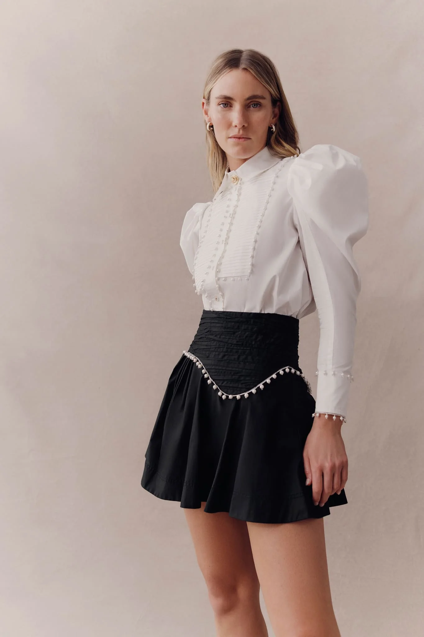 Florence Pearl Trim Mini Skirt - Image 6