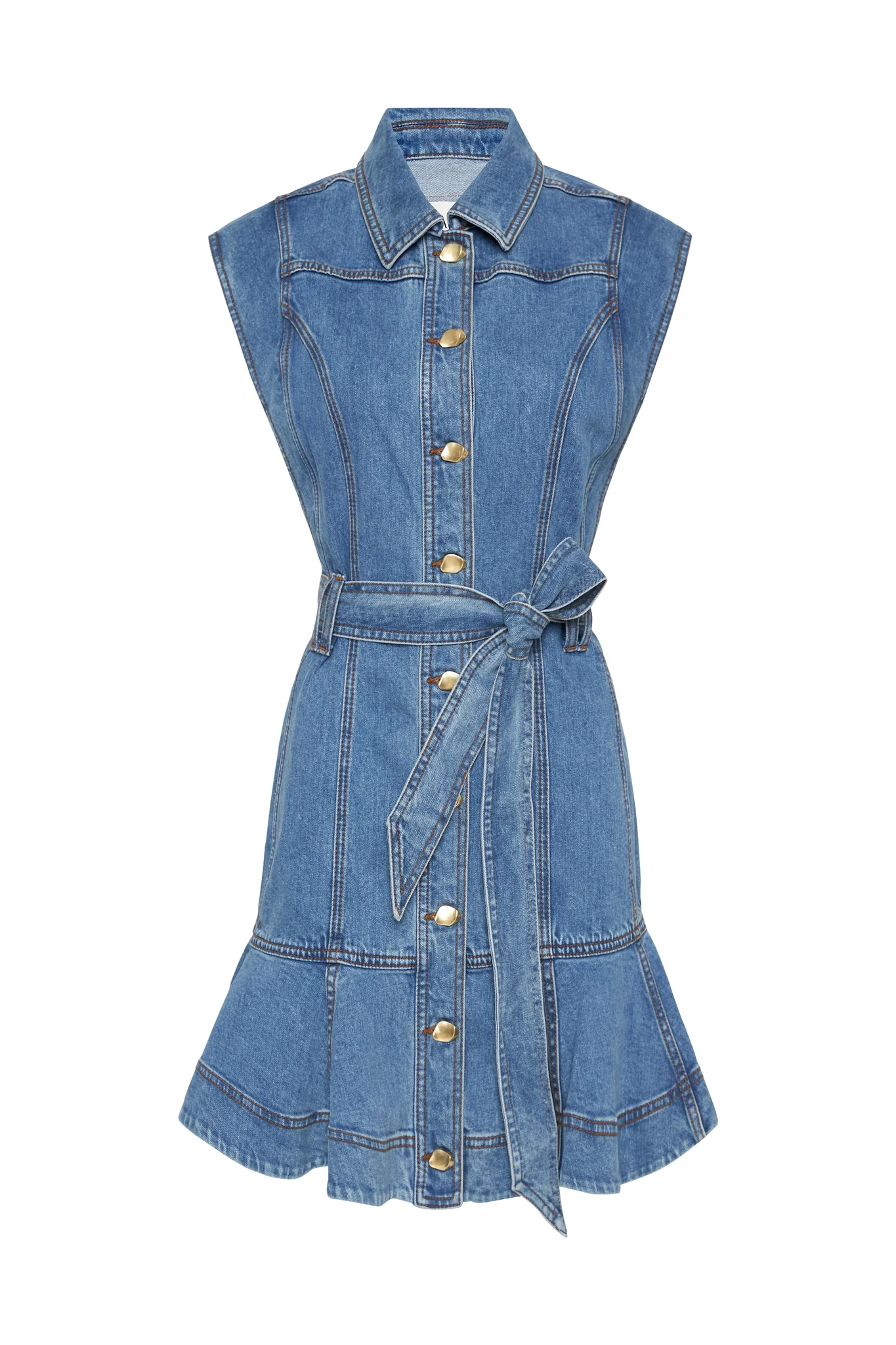 Julia Denim Ruffle Hem Mini Dress - Image 2