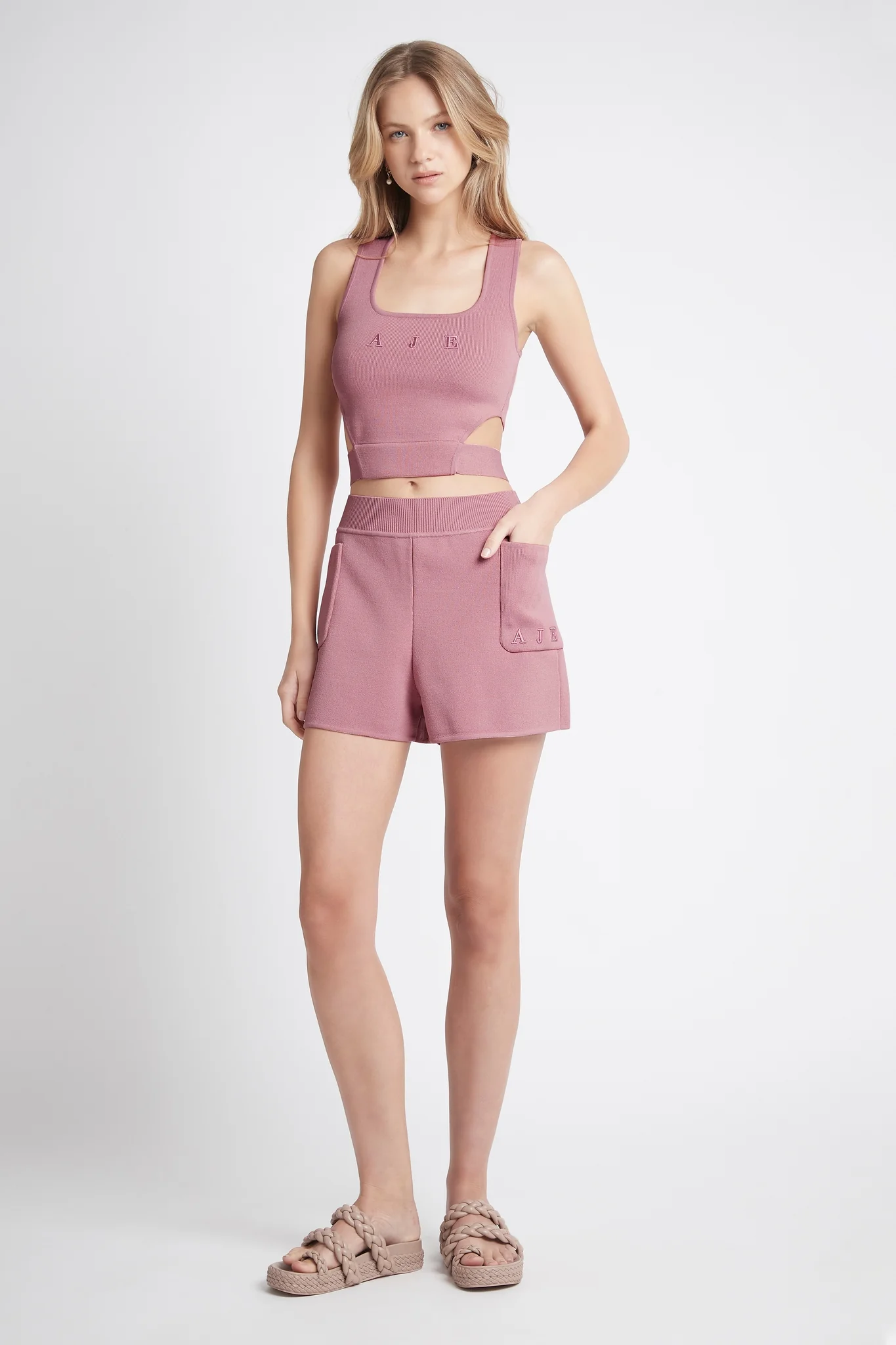 Livadi Cropped Tie Knit Logo Top - Image 6
