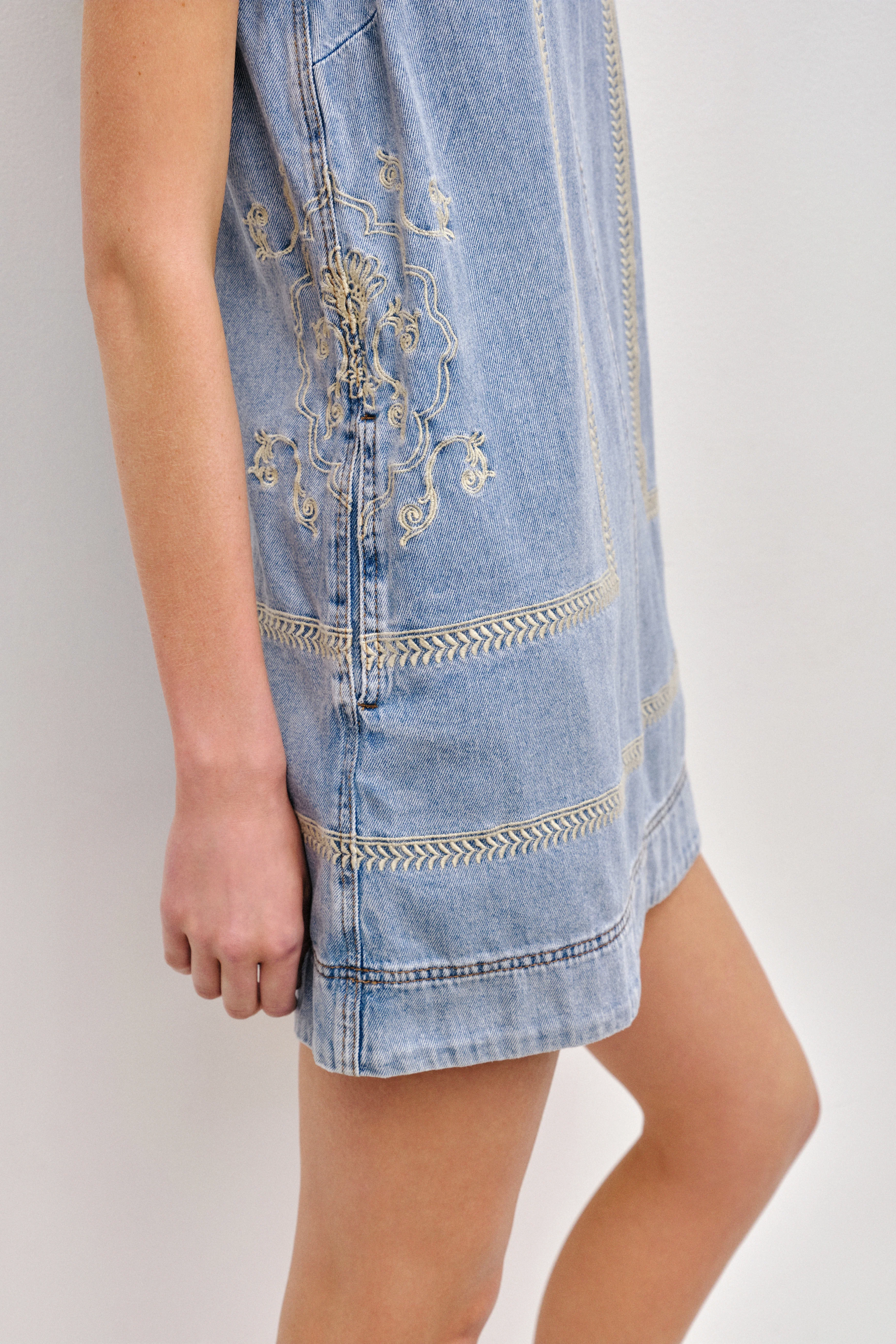 Lotus Denim Mini Dress - Image 5