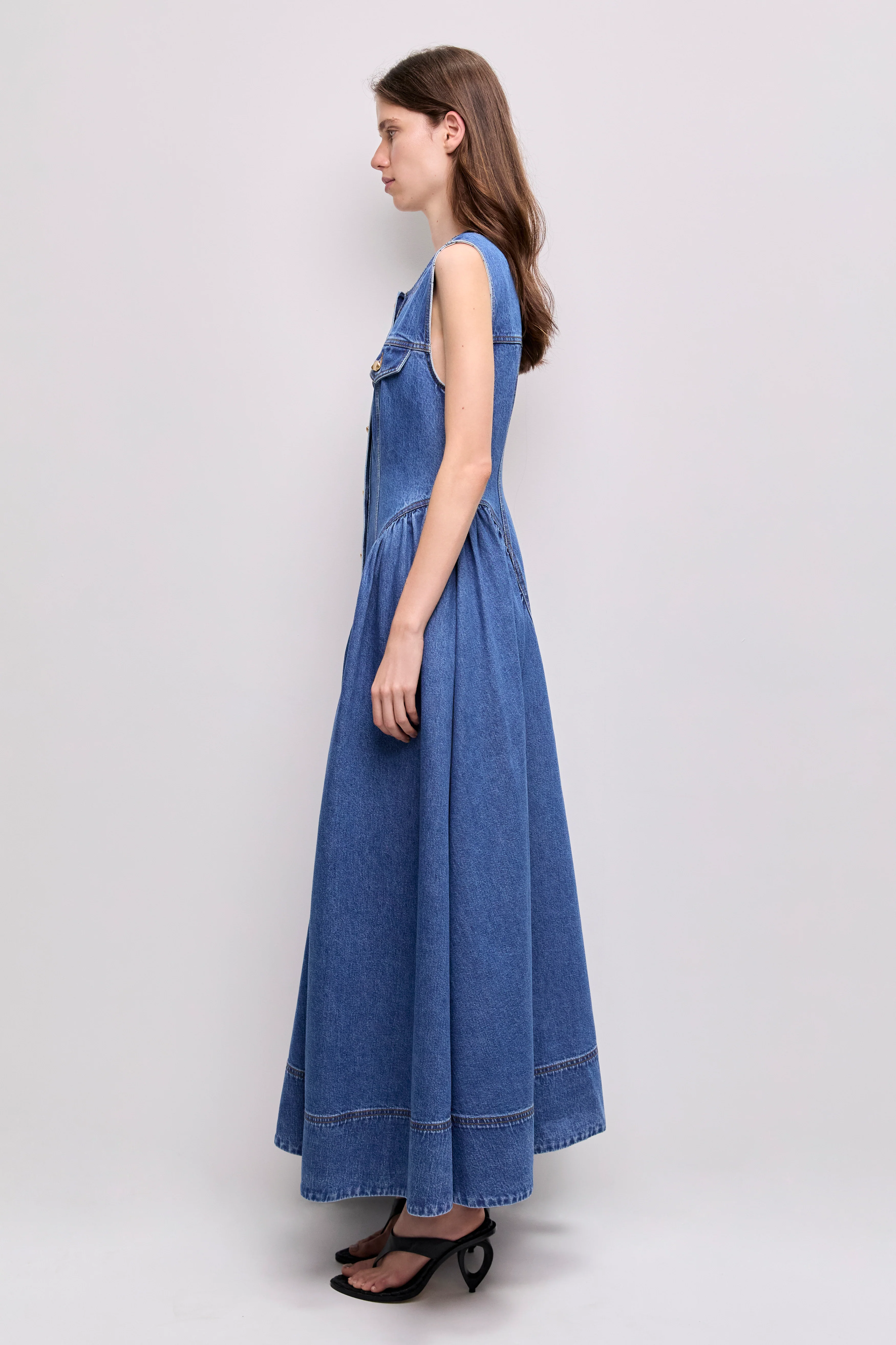 Loxley Denim Midi Dress - Image 5
