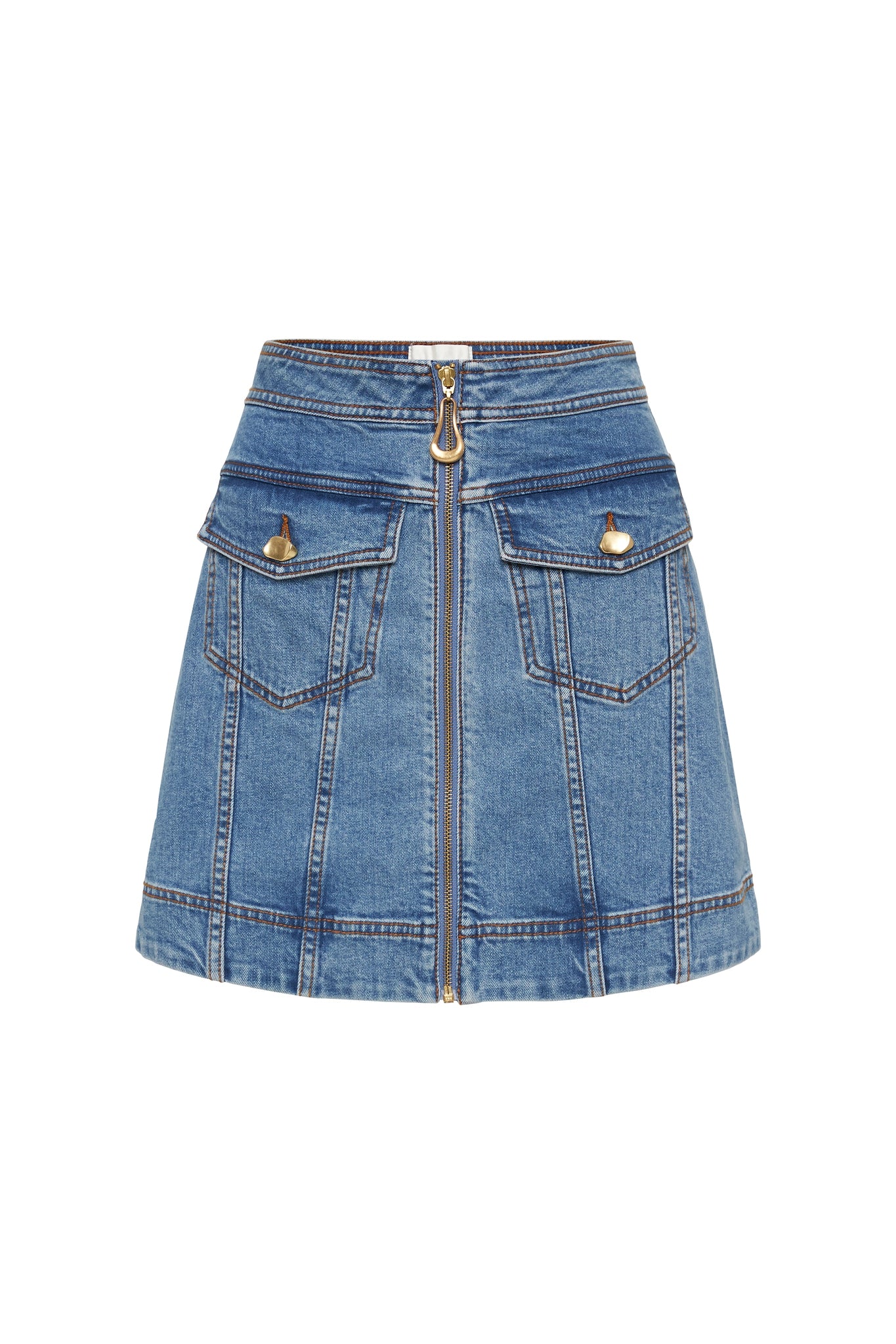 Melody Denim Zip Mini Skirt - Image 2