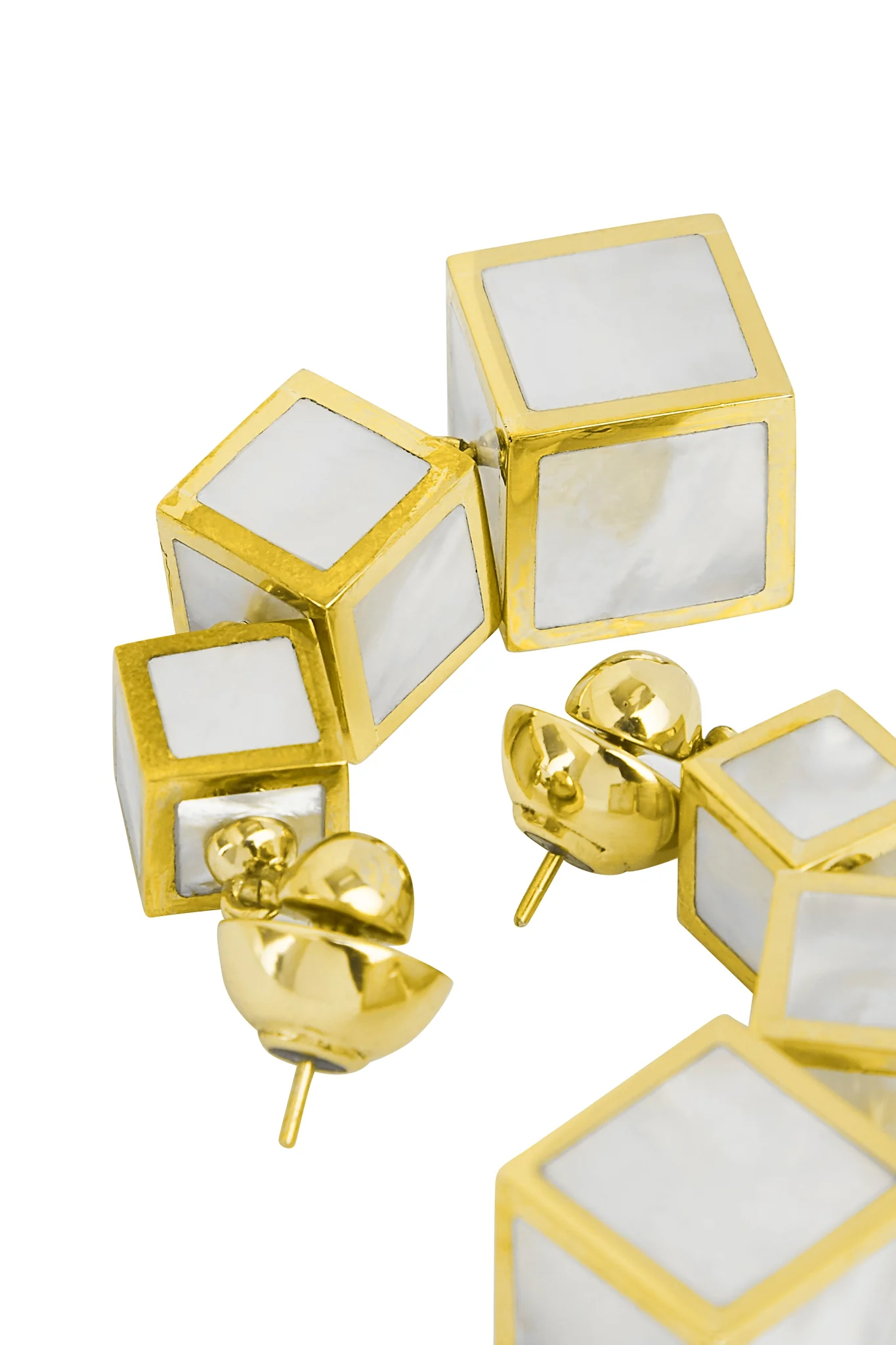 Mother of Pearl Cubic Drop Earrings - Image 3