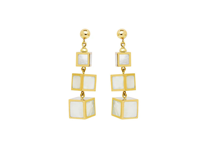 Mother of Pearl Cubic Drop Earrings - Image 6