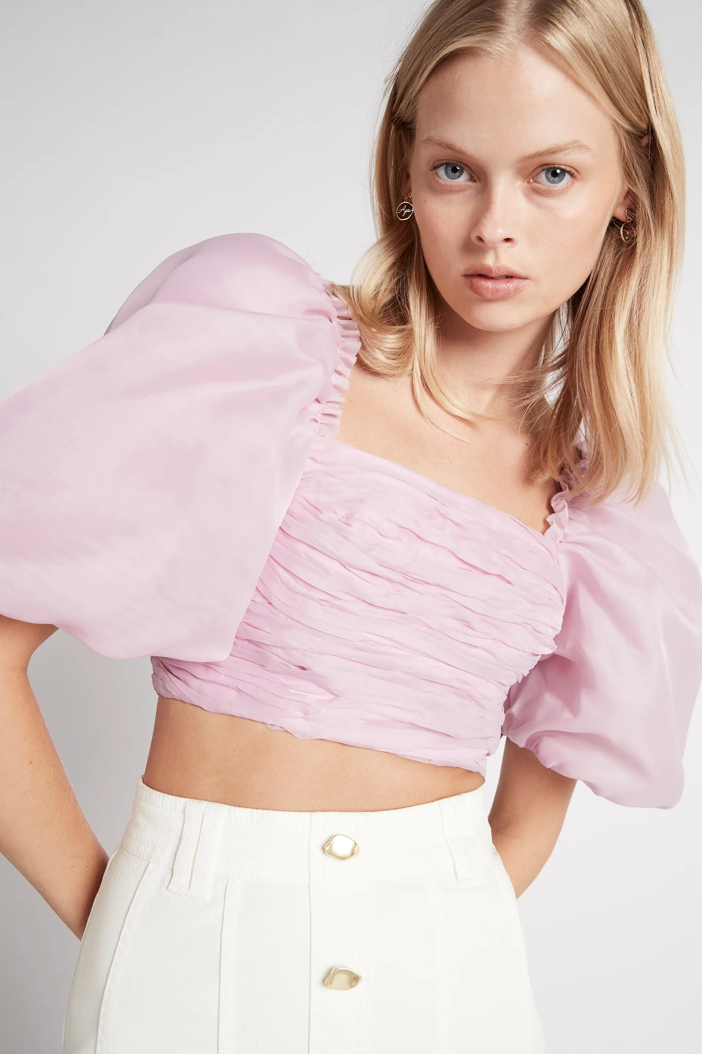 Myriad Puff Sleeve Cropped Top - Image 4