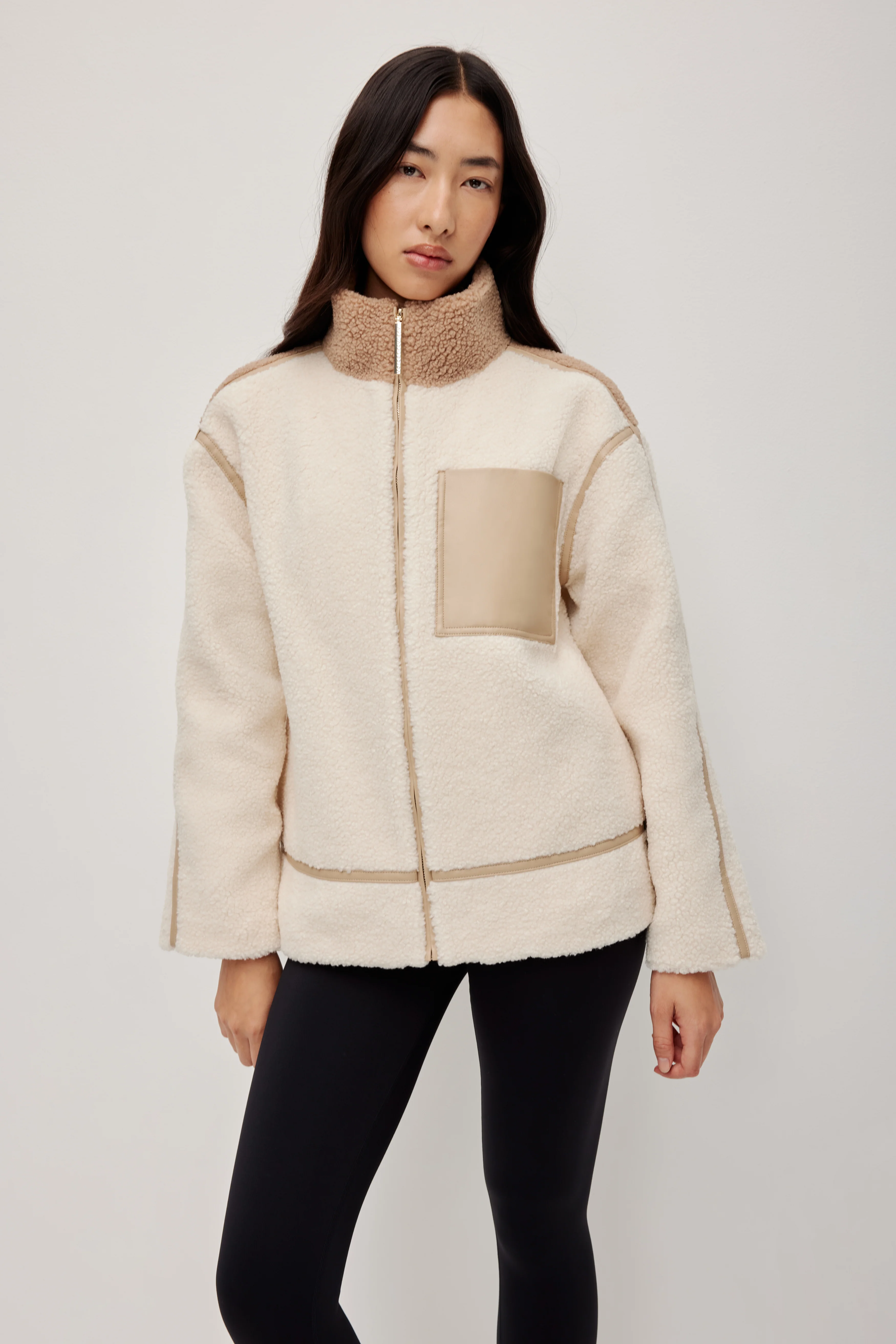 Panelled Sherpa Jacket - Image 3
