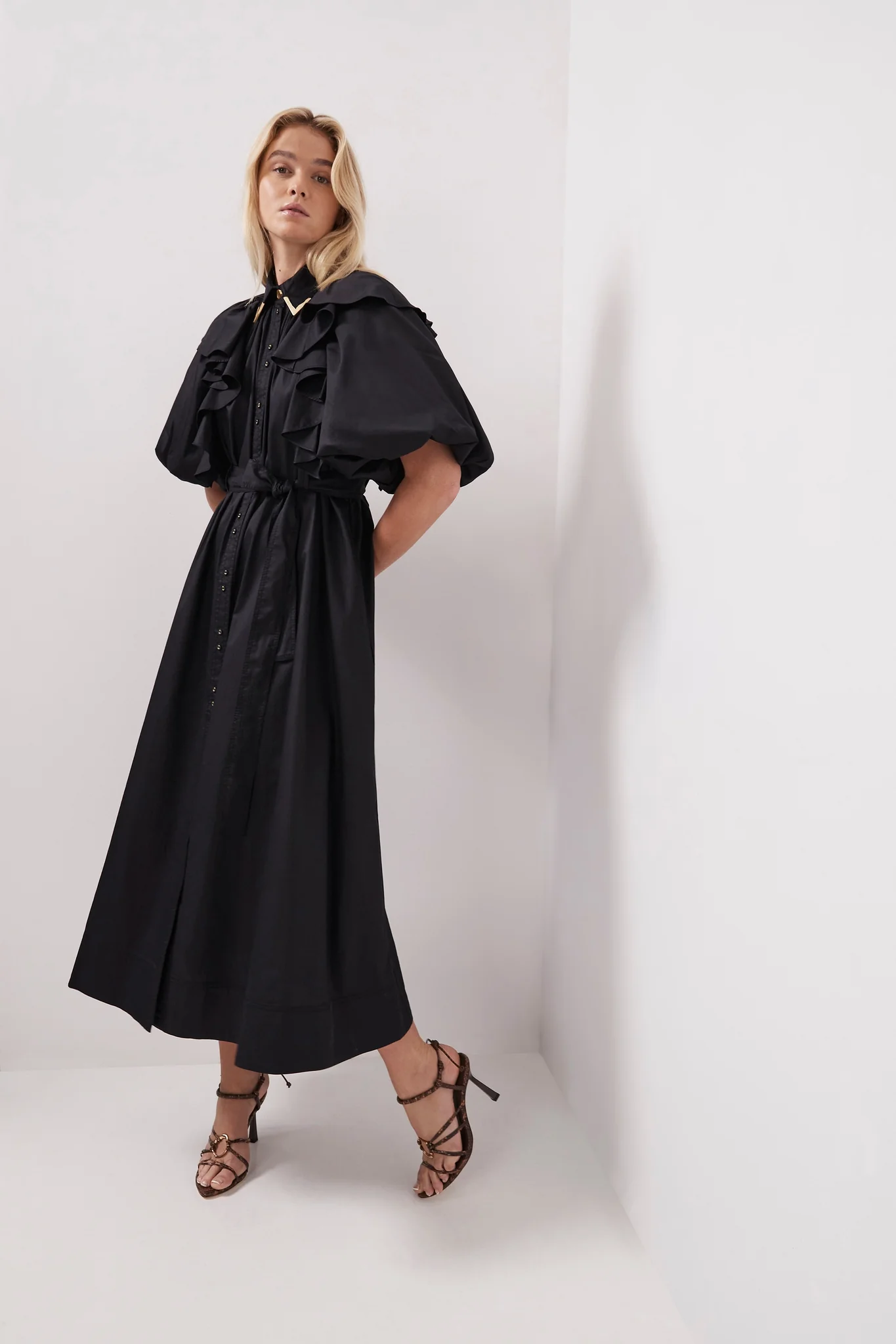 Poised Frill Sleeve Midi Dress - Image 6