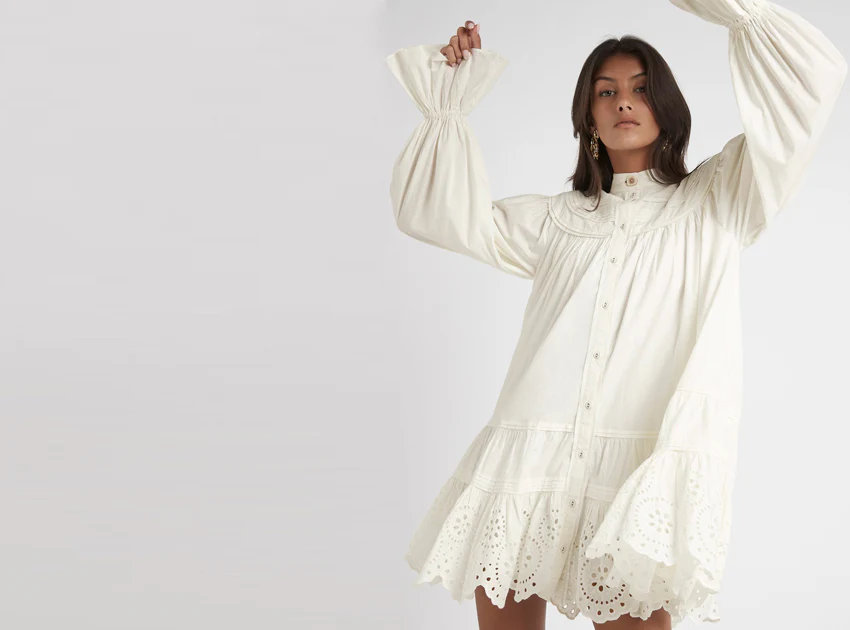 Salita Longsleeve Broderie Smock Dress - Image 7