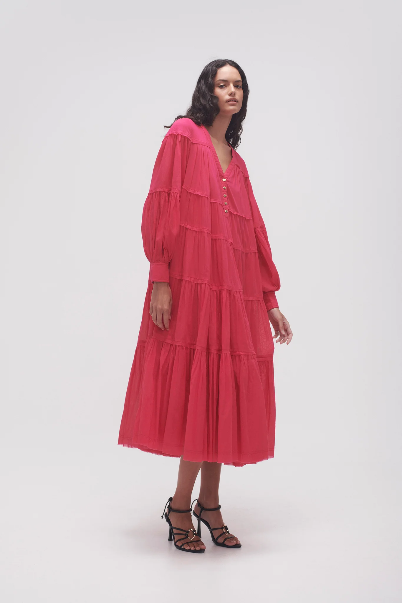 Sally Tiered Plunge Midi Dress - Image 3