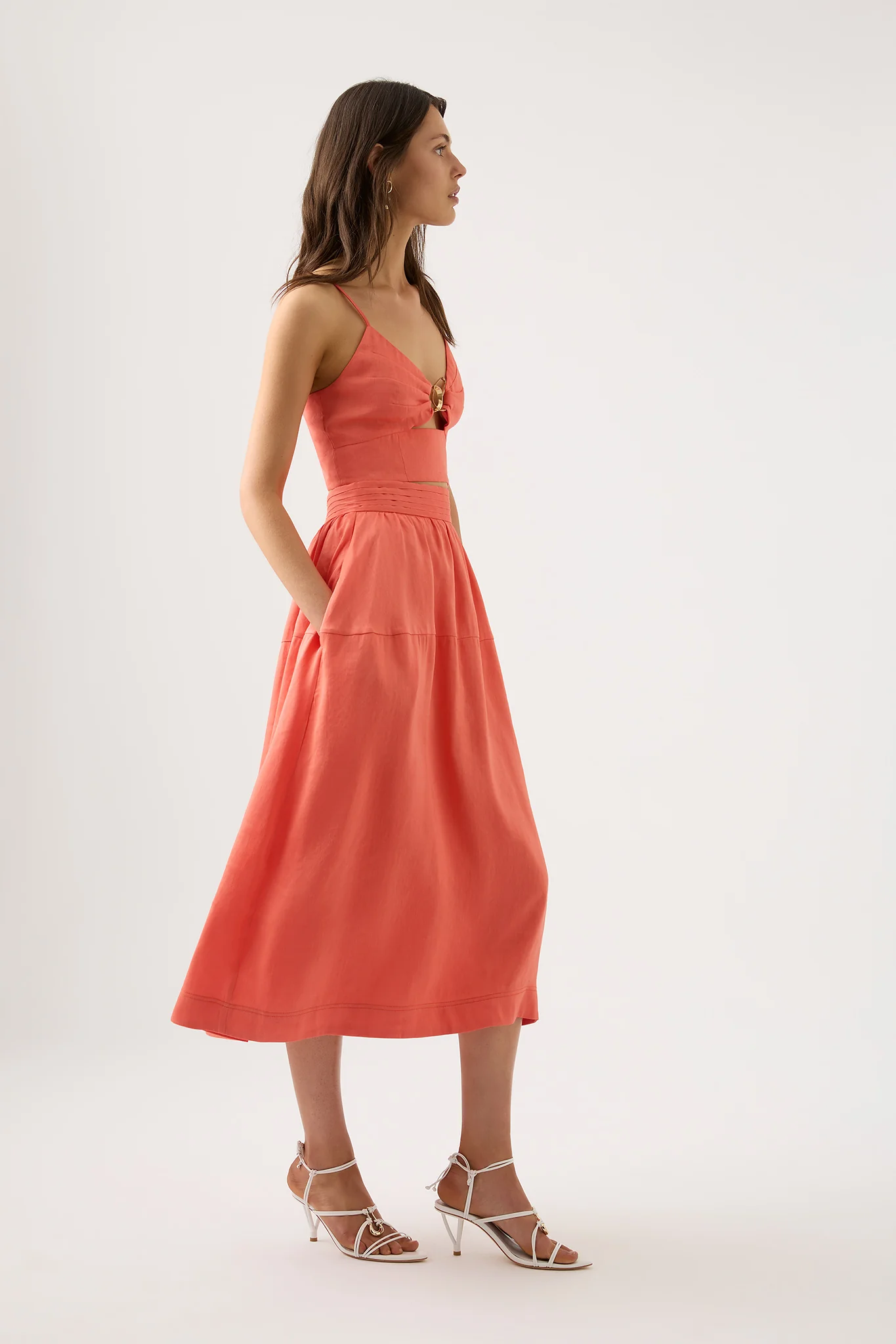 Shelly Flare Tuck Midi Skirt - Image 3