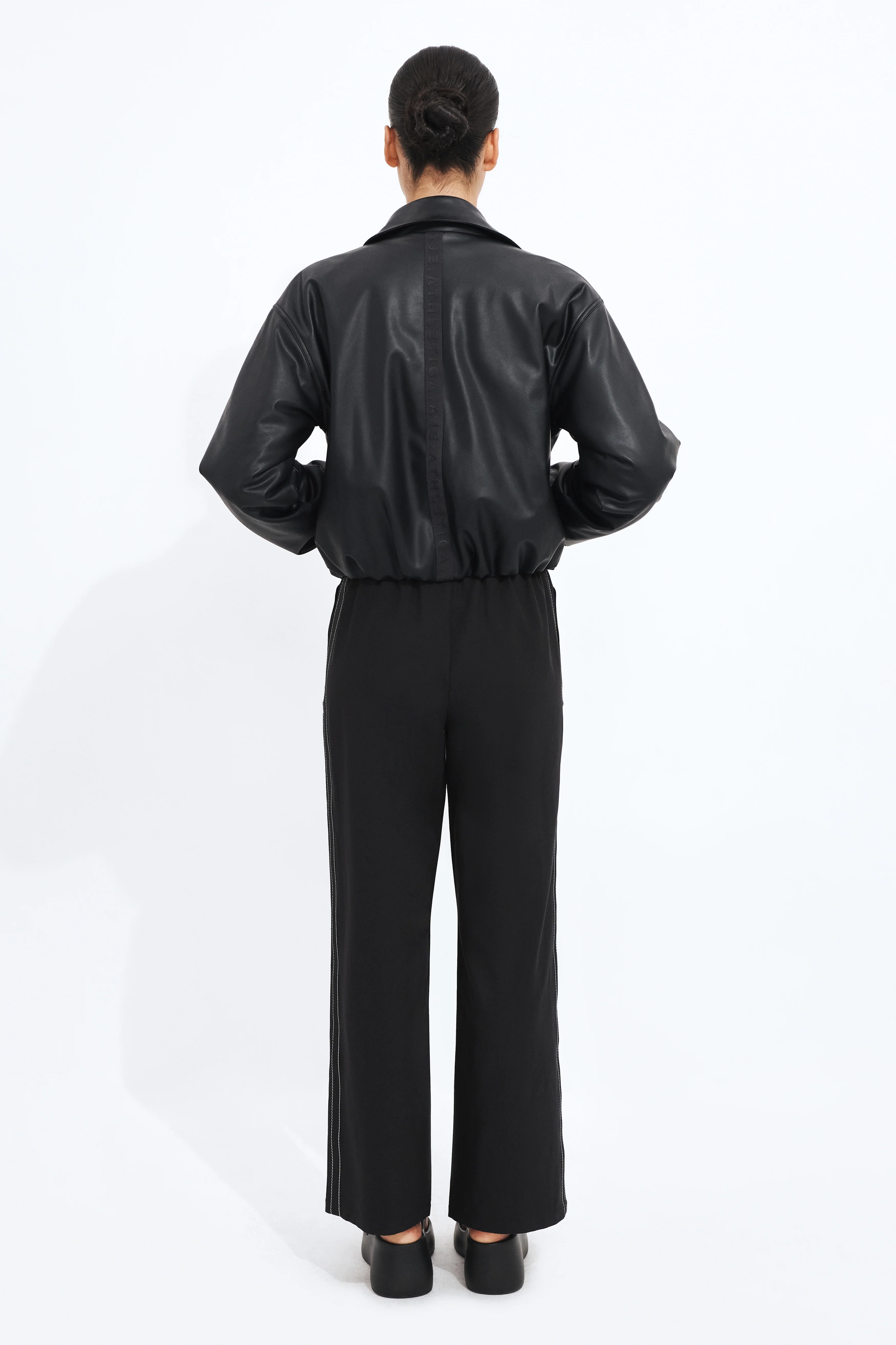 Vegan Leather Bomber Jacket - Image 5