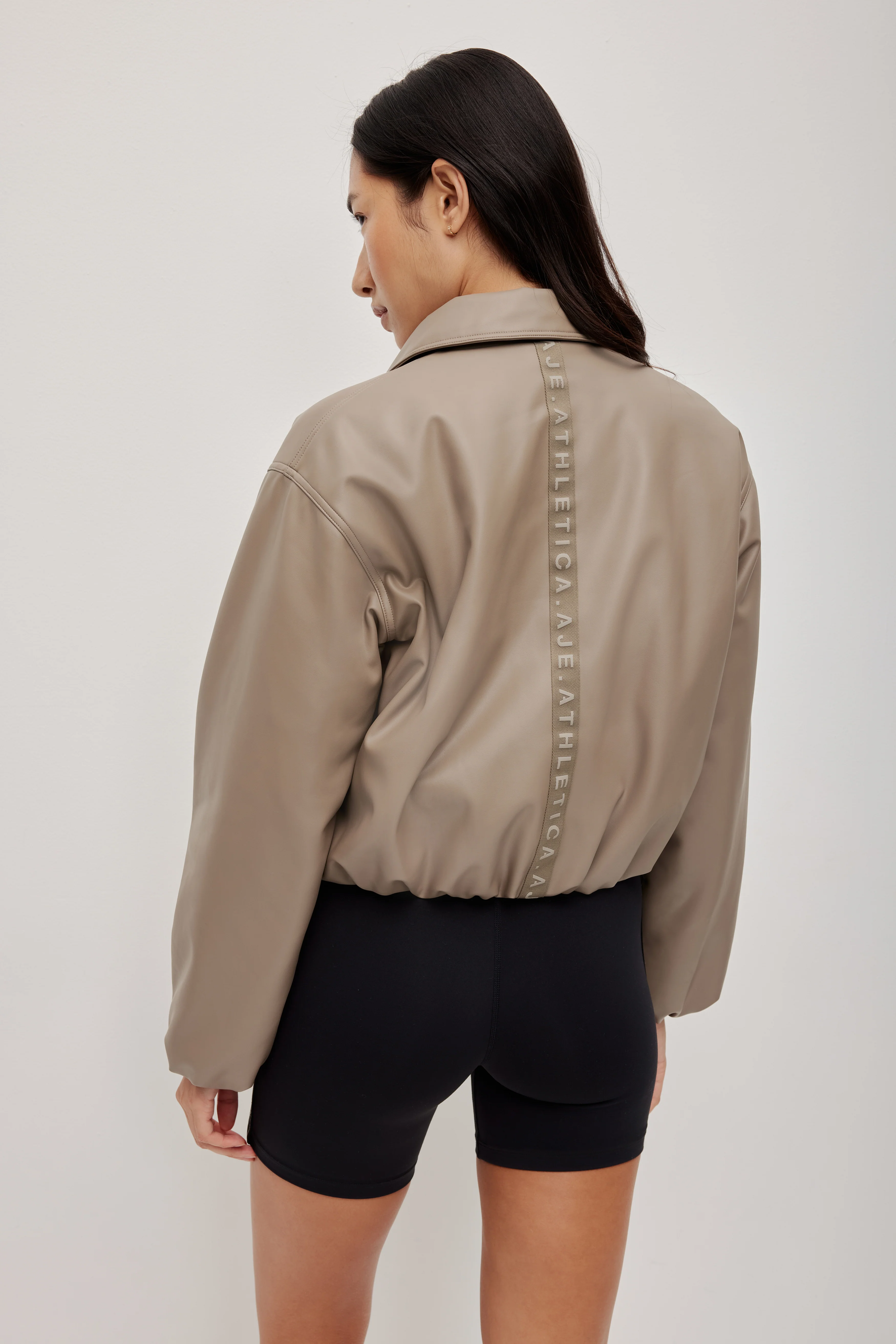 Vegan Leather Bomber Jacket - Image 7