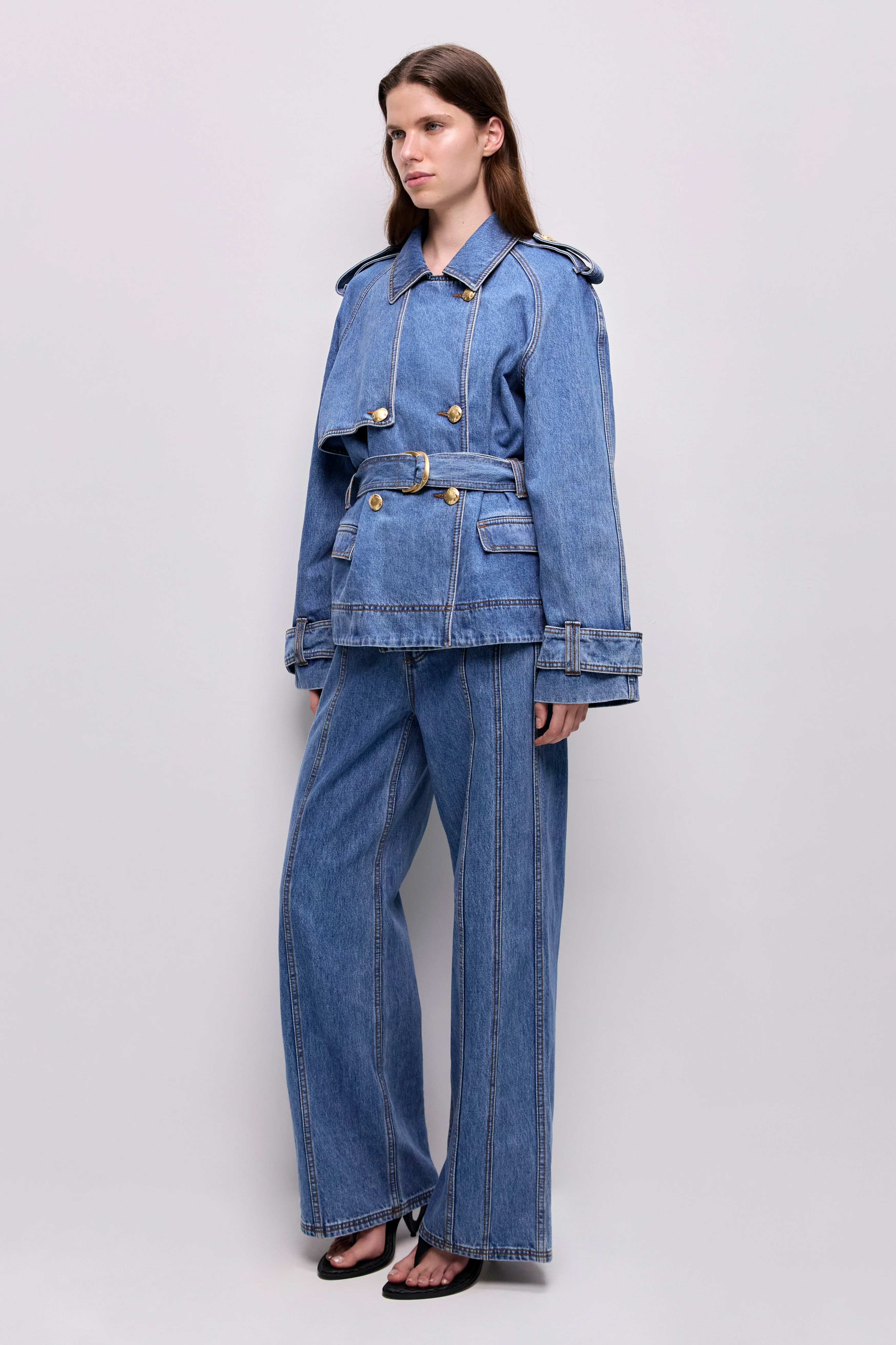 Voyage Cropped Denim Trench - Image 5