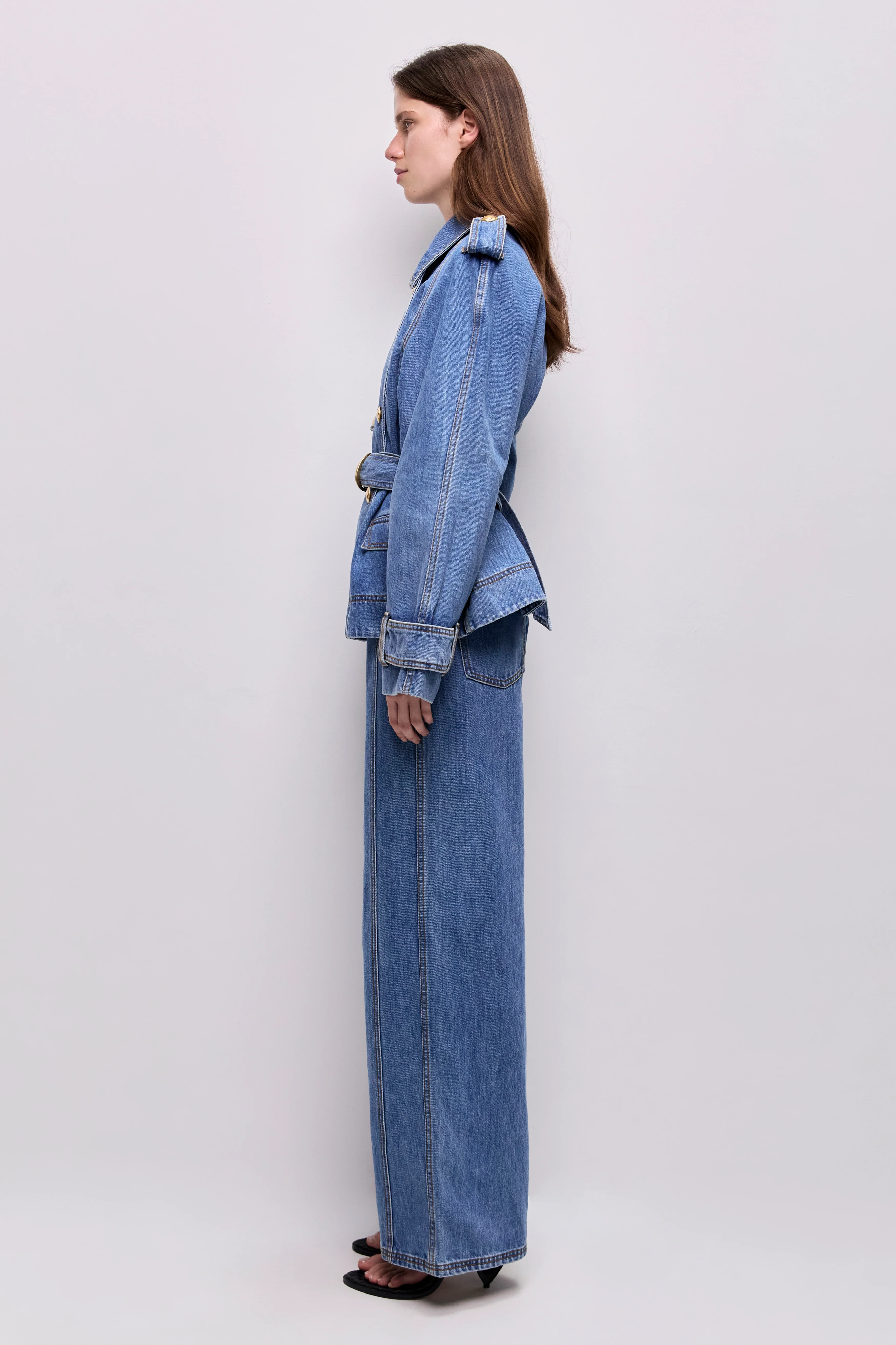 Voyage Cropped Denim Trench - Image 6