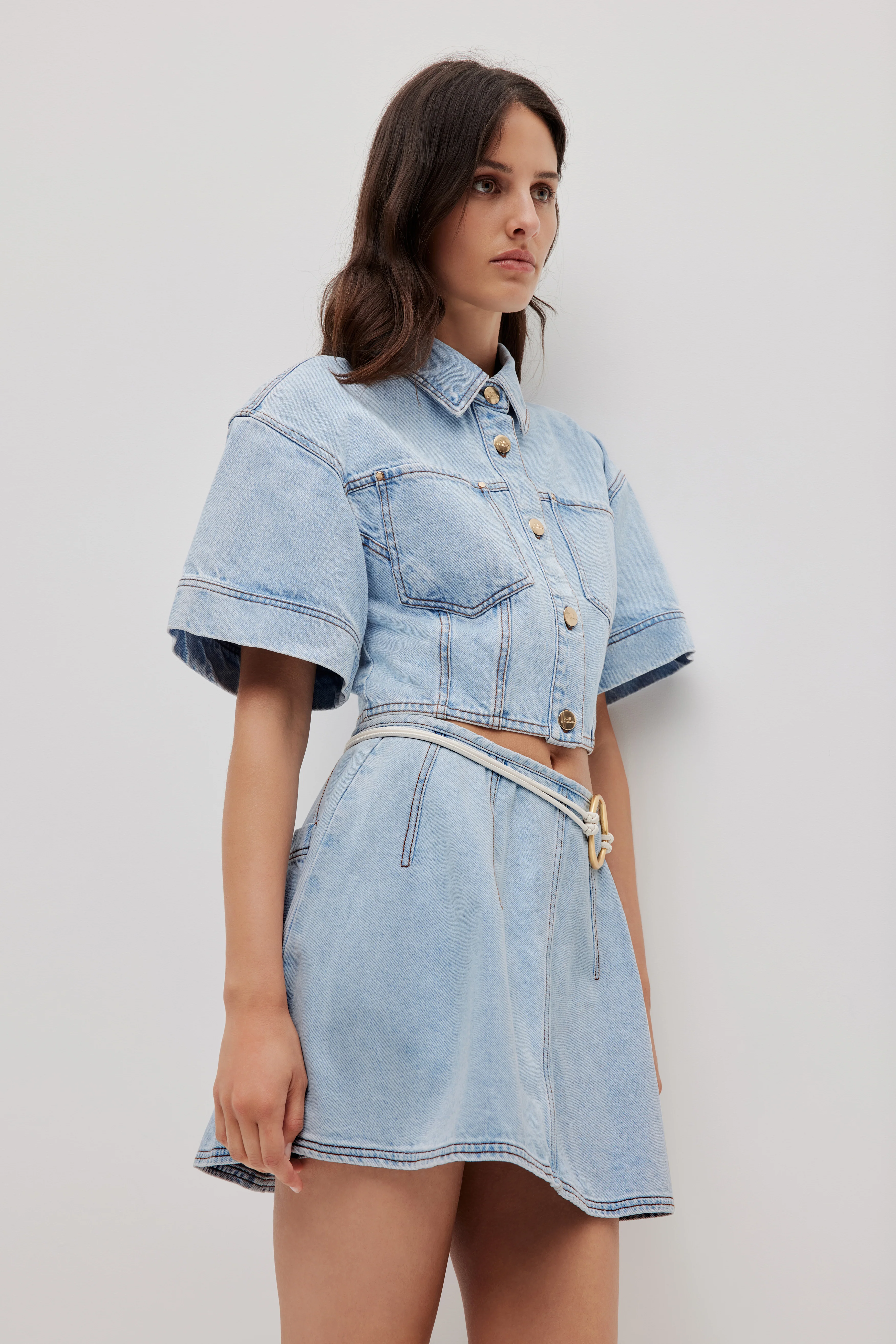 Zella Cropped Denim Shirt - Image 3