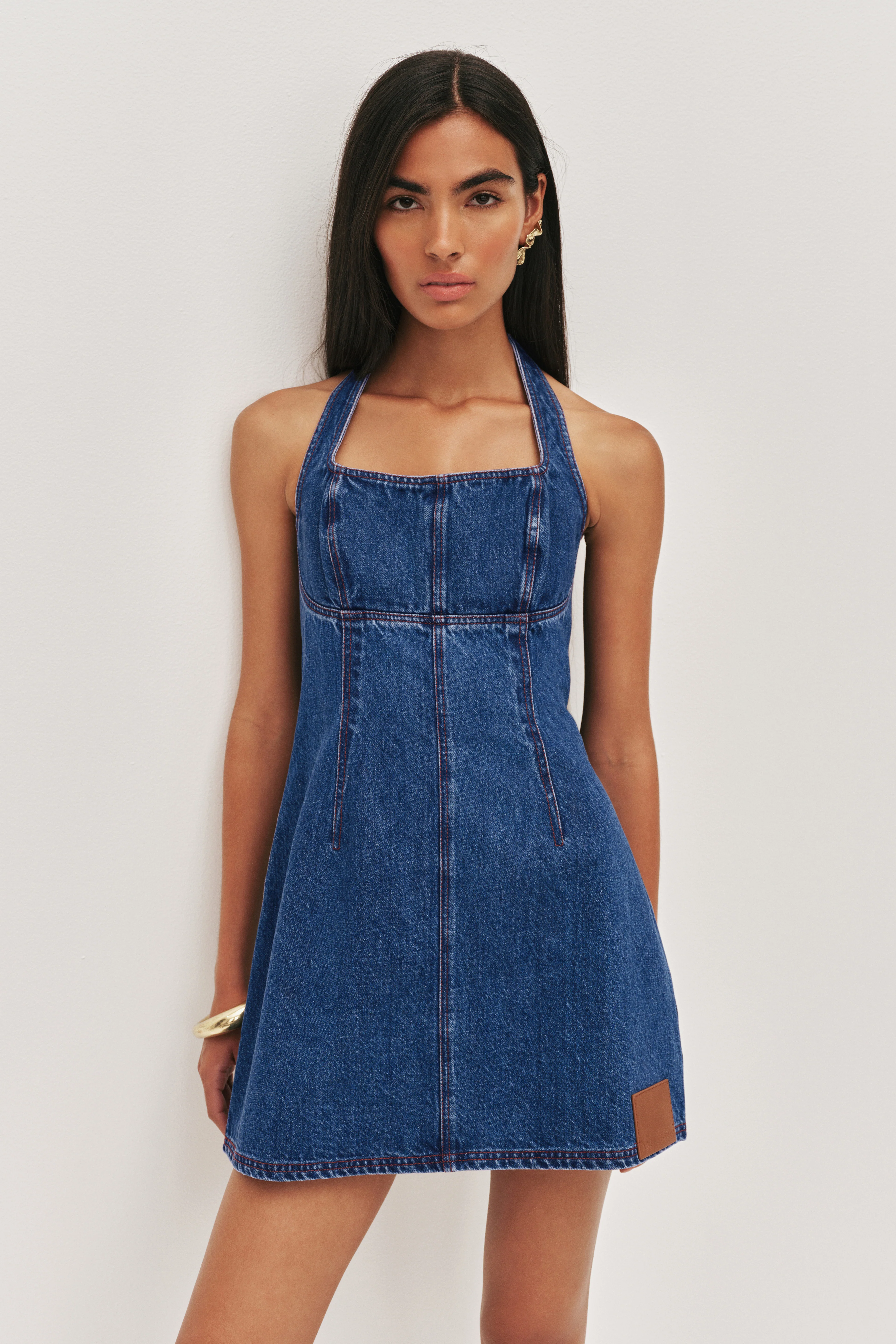 Zella Denim Halter Dress - Image 4