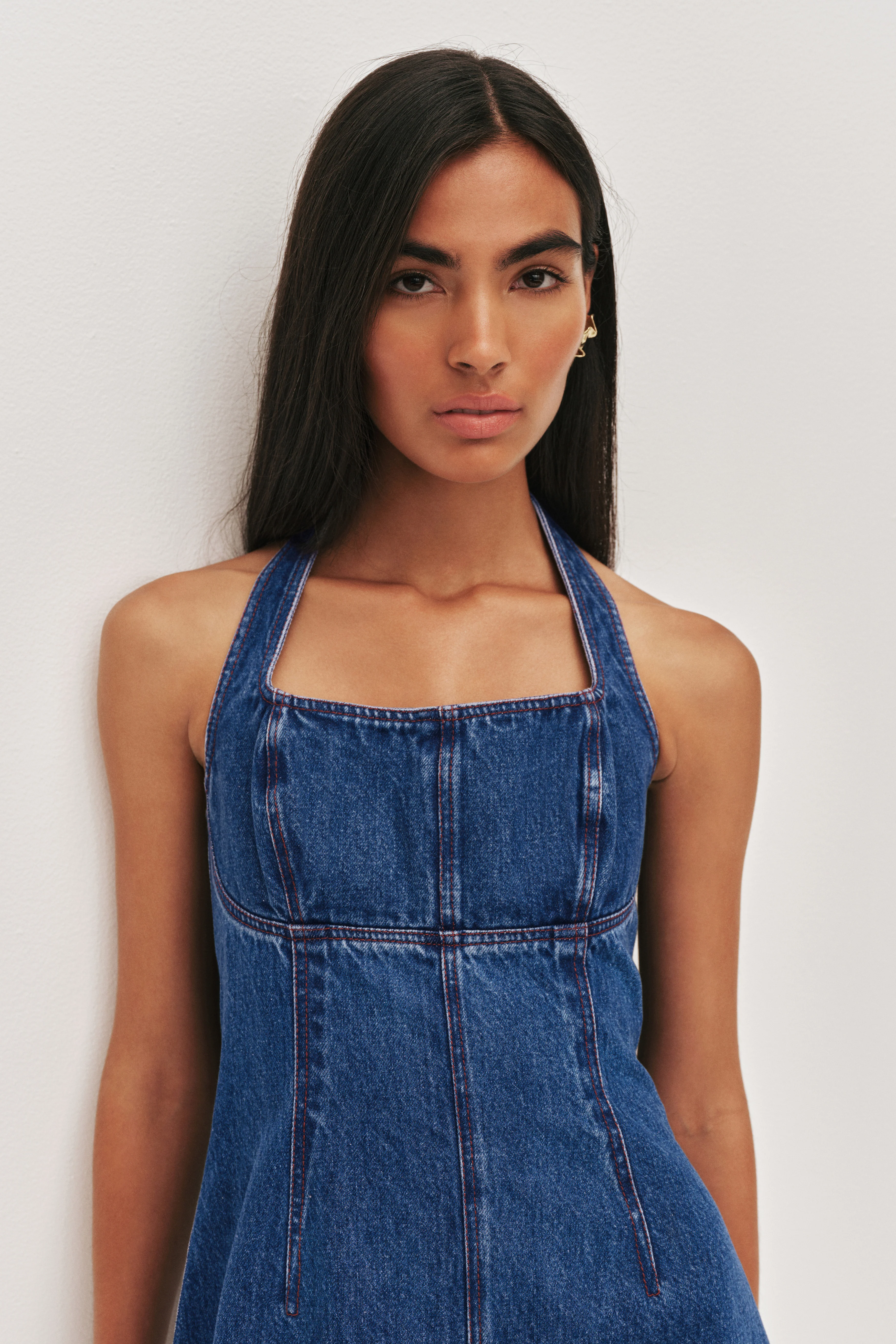 Zella Denim Halter Dress - Image 5